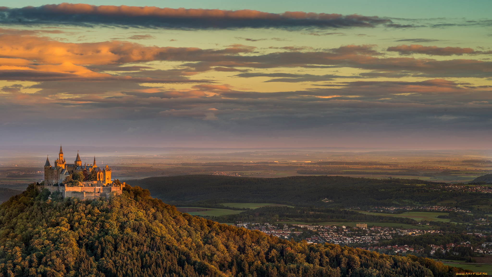 burg, hohenzollern, города, -, панорамы, простор, замок, холм