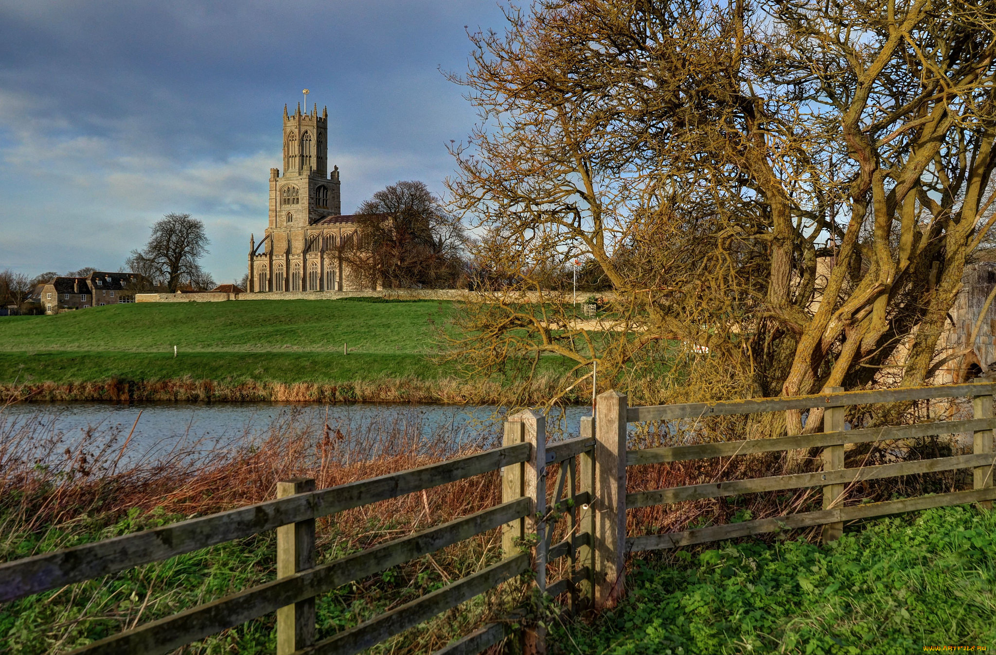 fotheringhay, church, города, -, католические, соборы, , костелы, , аббатства, собор, река