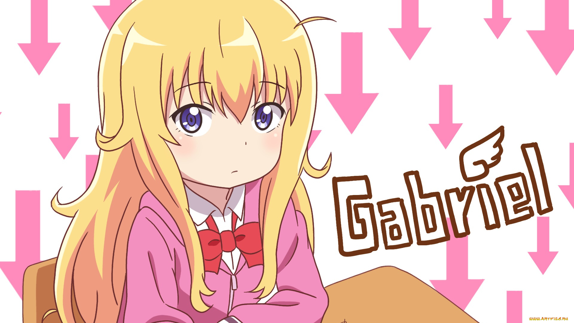 аниме, gabriel, dropout, фон, взгляд, девушка