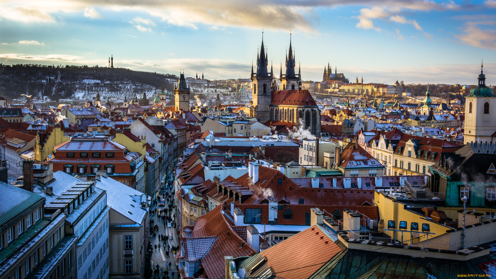 prague, city, города, прага, , Чехия, панорама