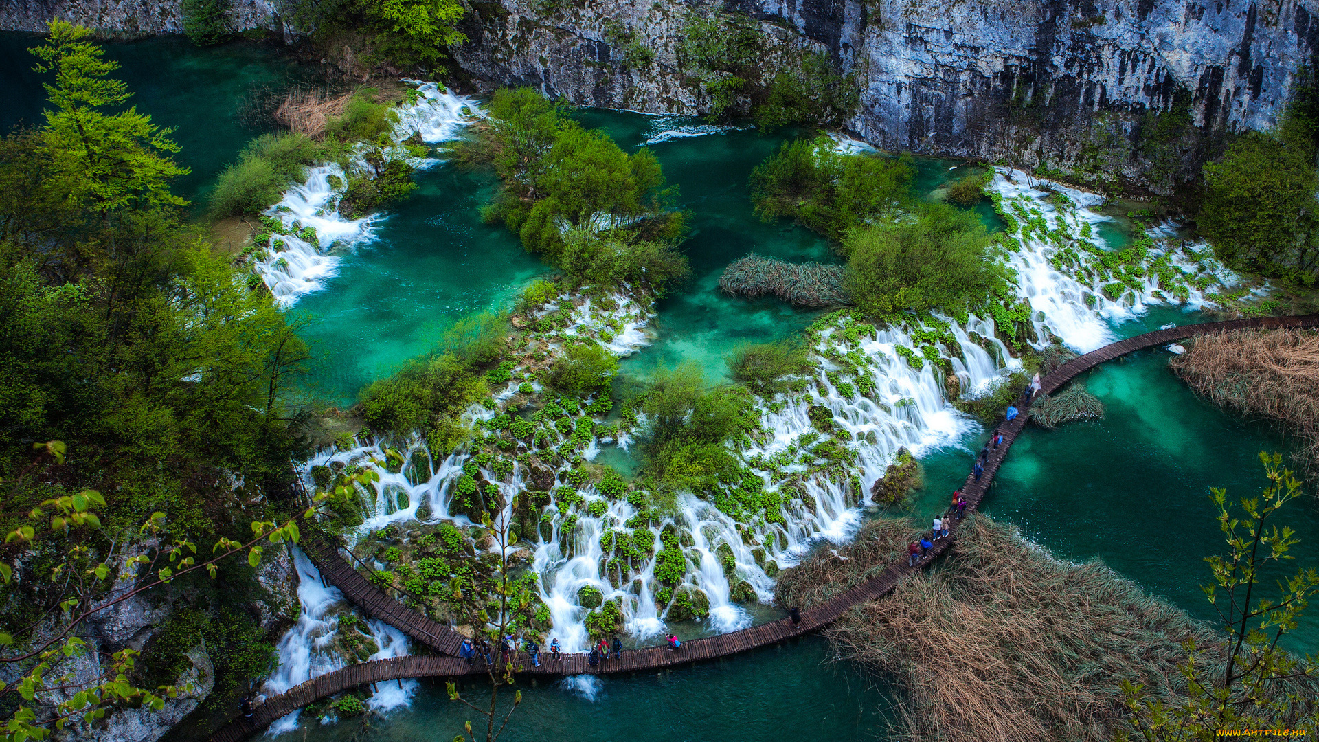 природа, водопады, хорватия, парки, реки, мост