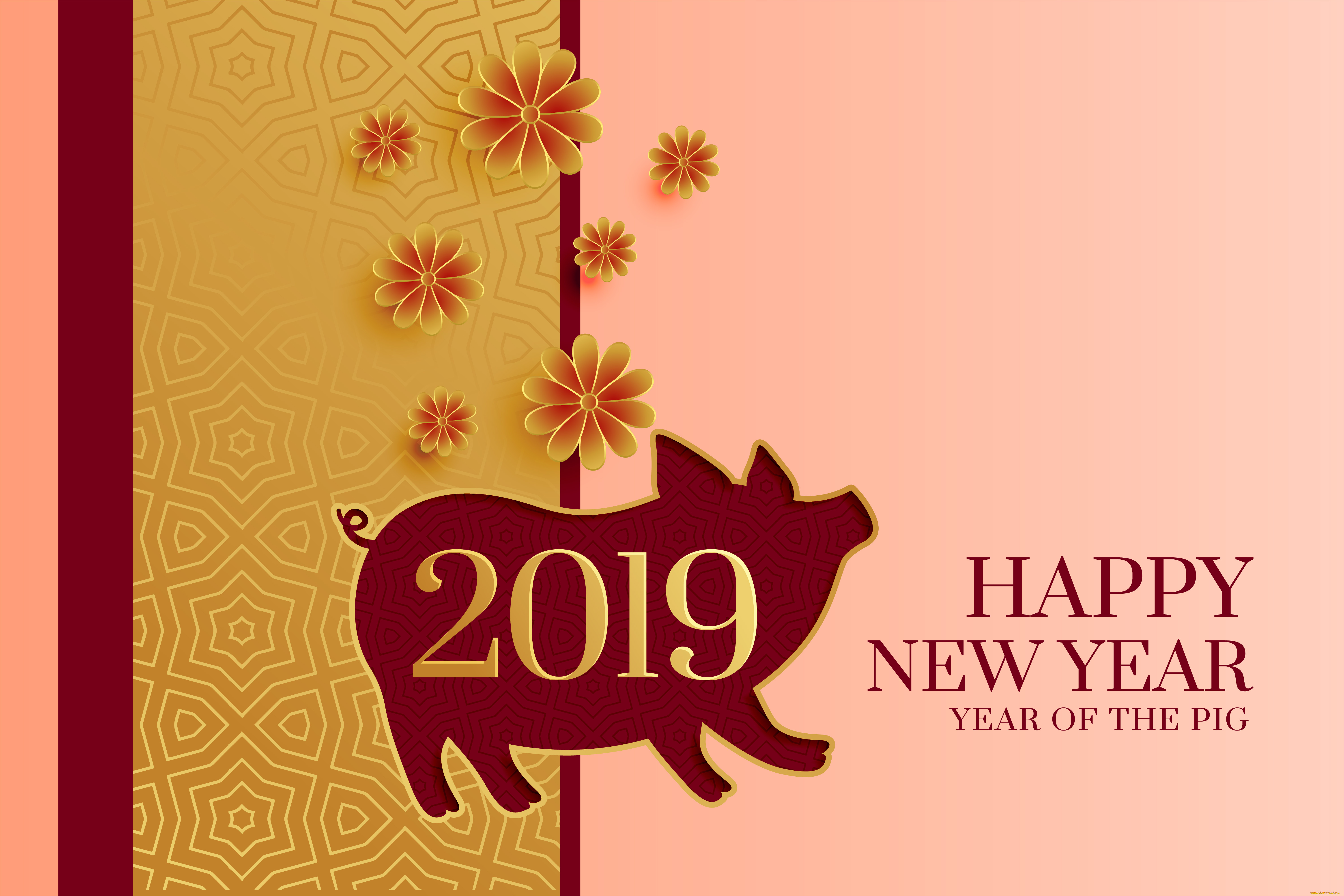 праздничные, векторная, графика, , новый, год, 2019г, новый, год, китайский