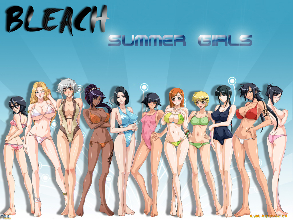 summer, girls, аниме, bleach