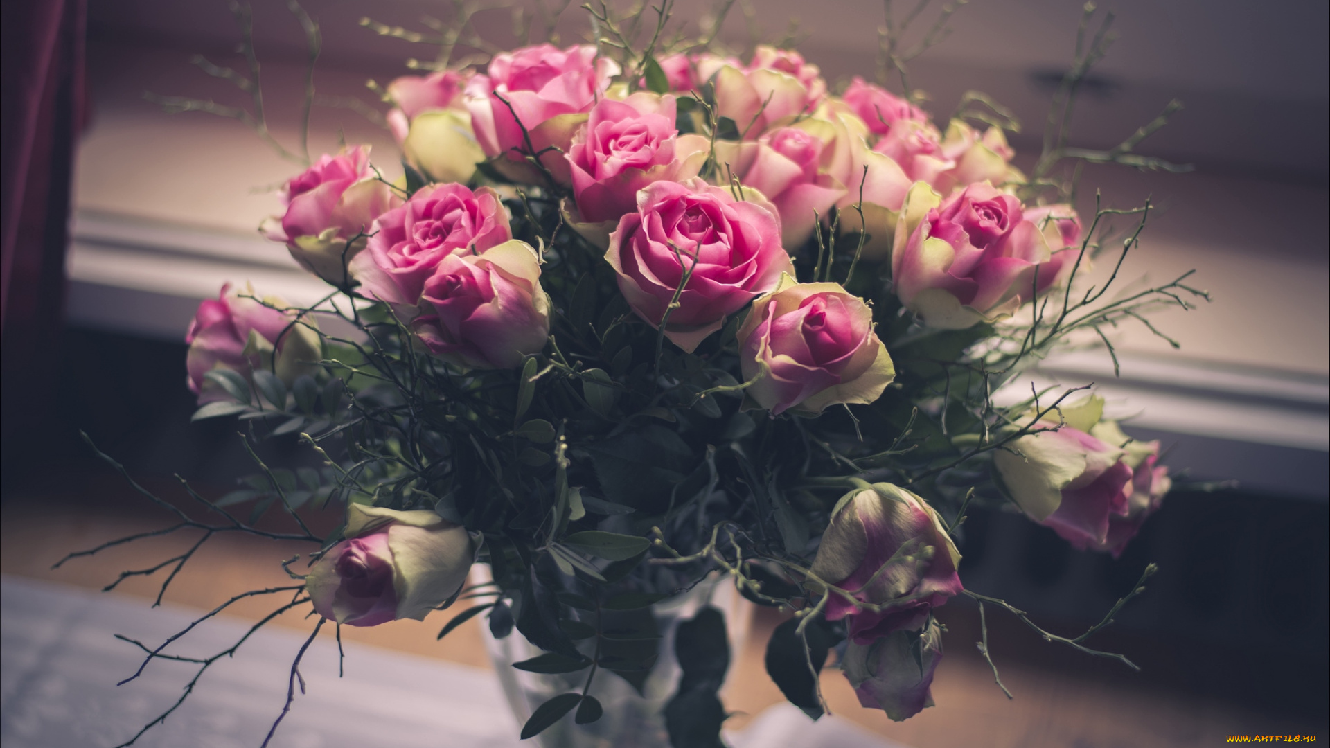 цветы, розы, винтаж, букет, настроение