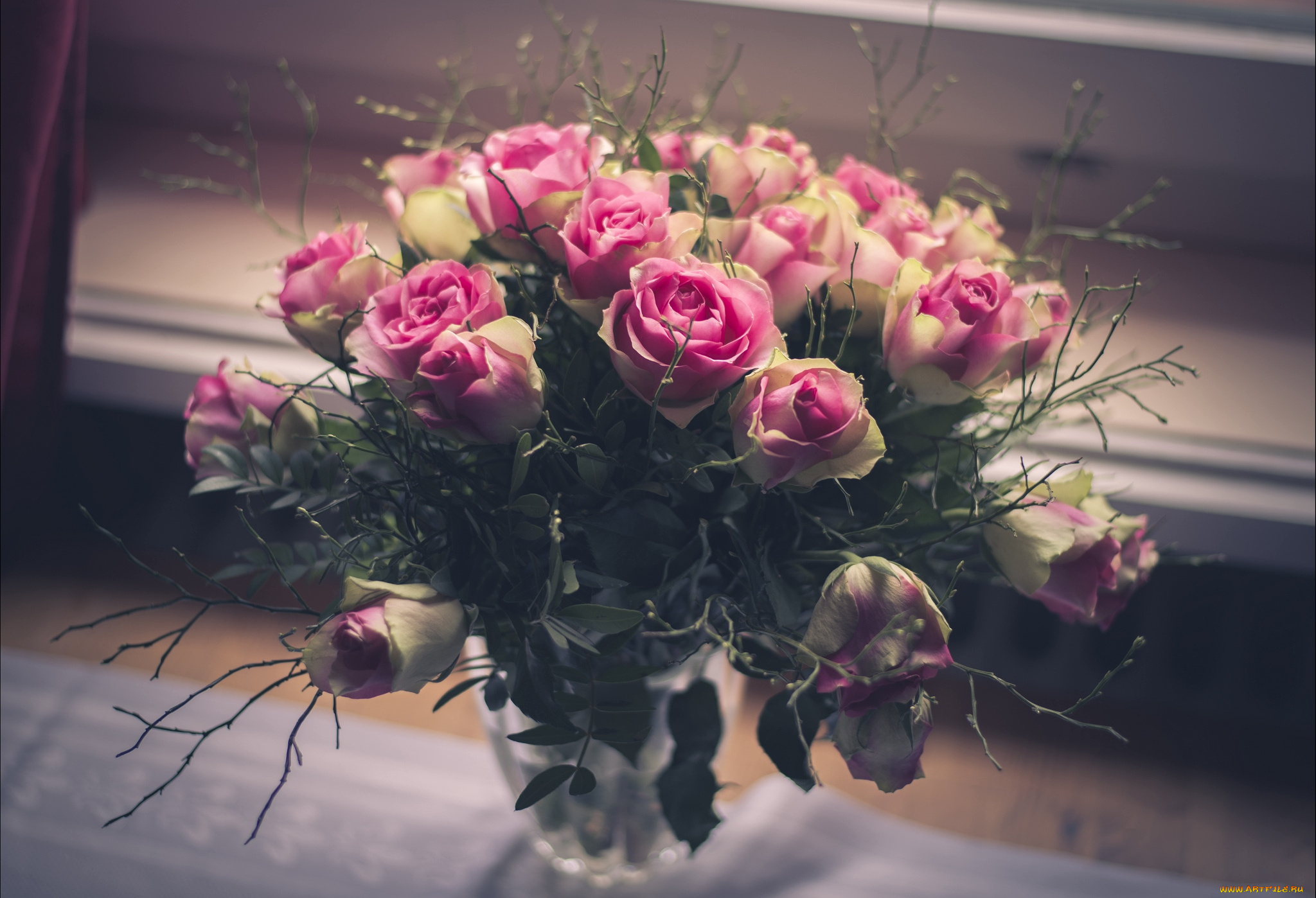цветы, розы, винтаж, букет, настроение