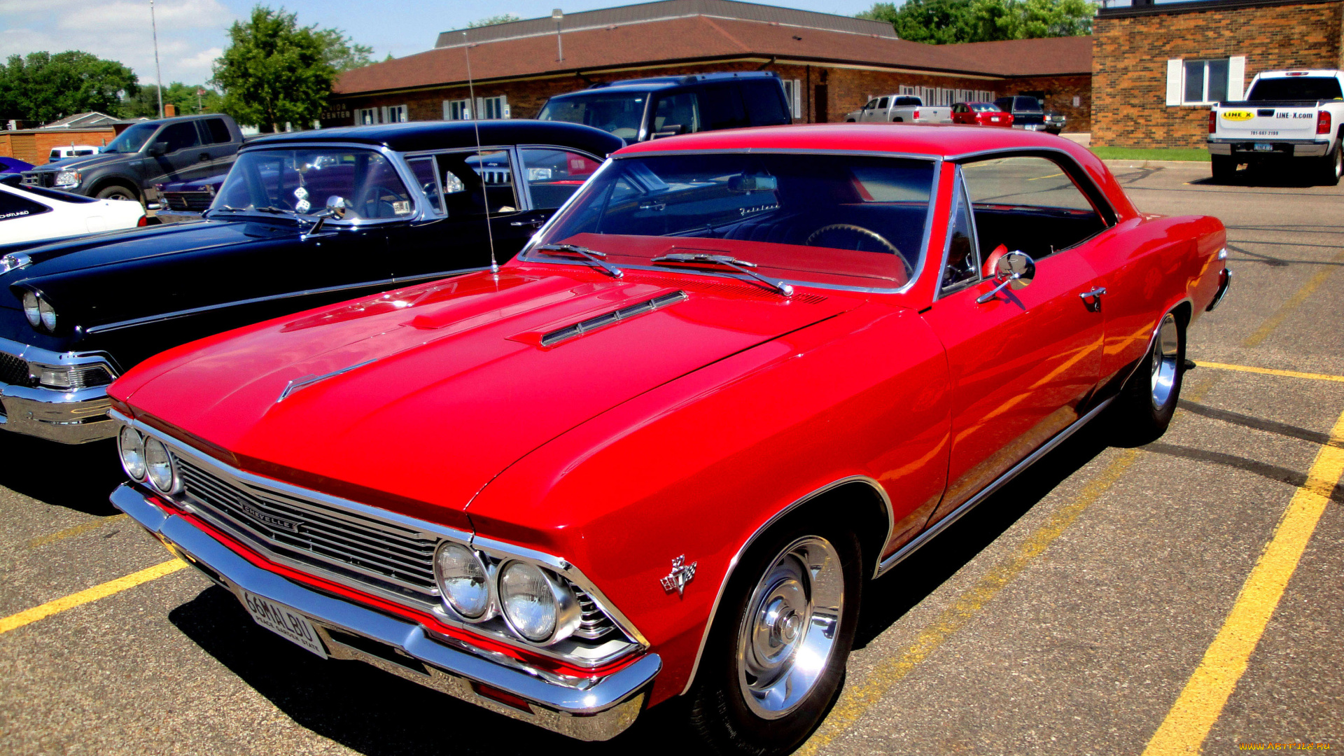 chevrolet, chevelle, malibu, 1966, автомобили, выставки, и, уличные, фото, chevrolet, chevelle, malibu, 1966, red, front, 2dr, красный, парковка