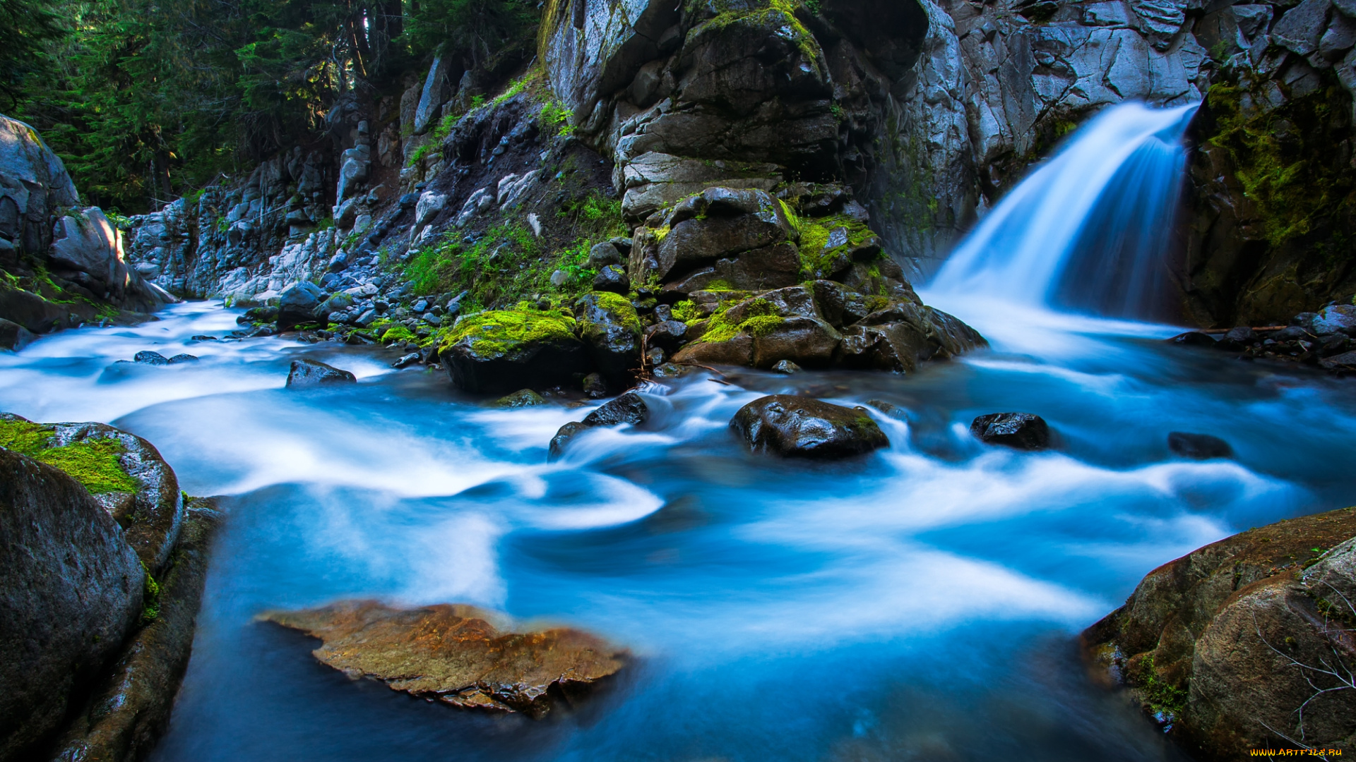 природа, водопады, пейзаж, водопад, река, вашингтон