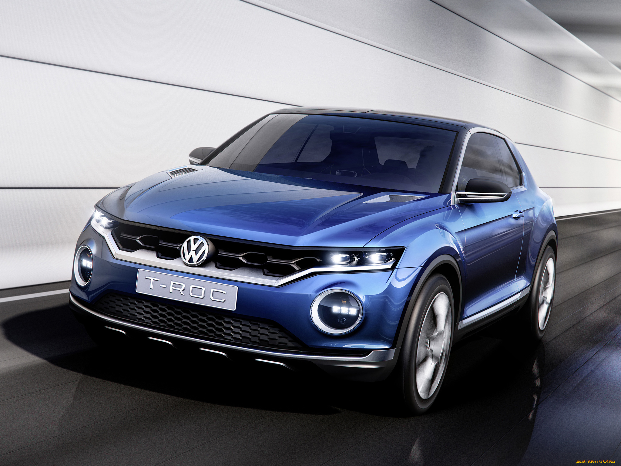 автомобили, volkswagen, t-roc, concept, 2014, синий