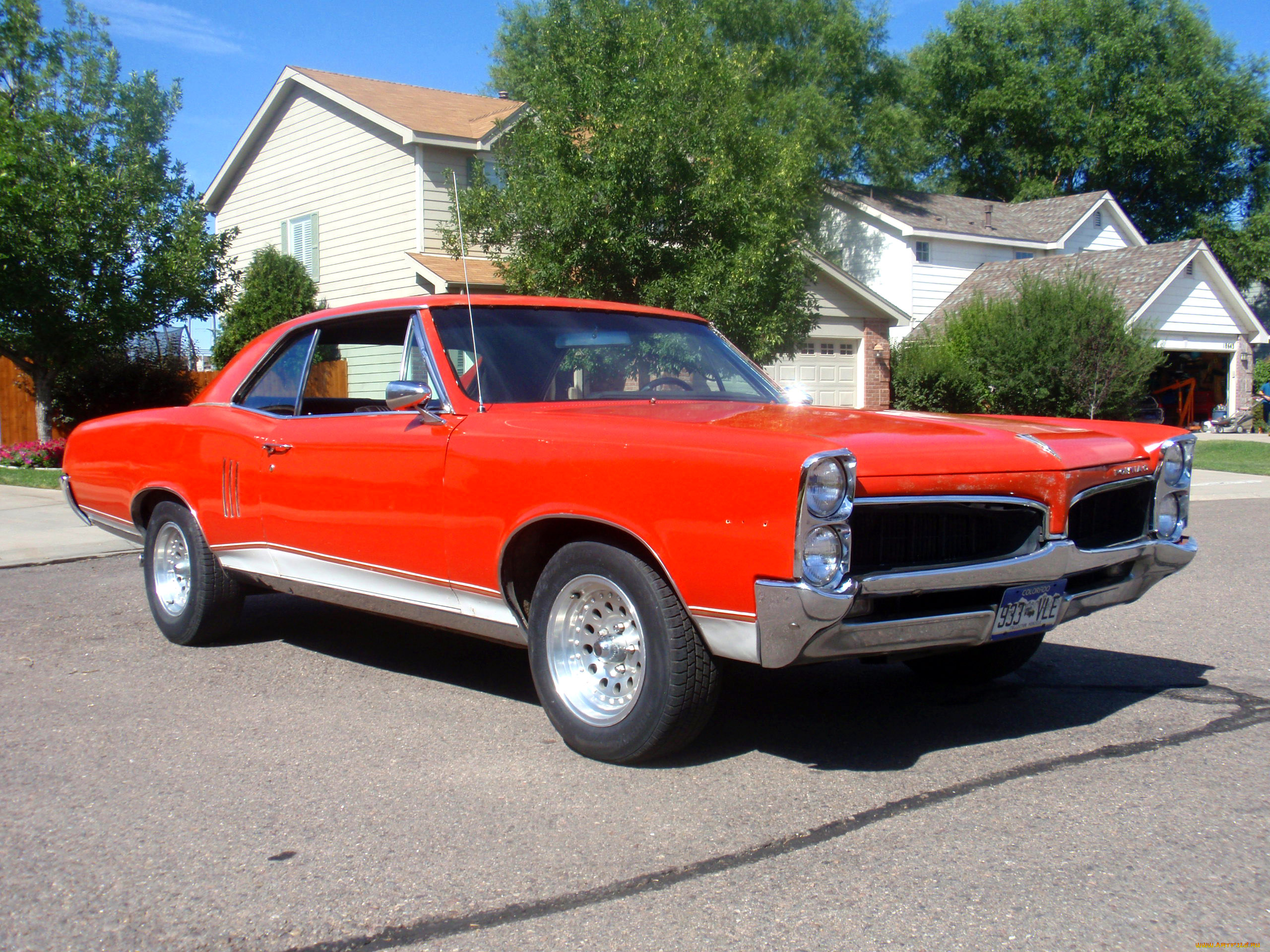 pontiac, gto, 1966, автомобили, выставки, и, уличные, фото, pontiac, gto, 1966, red, front, перед, красный, дом, парковка