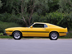 Картинка автомобили mustang желтый 1969 gt500 shelby