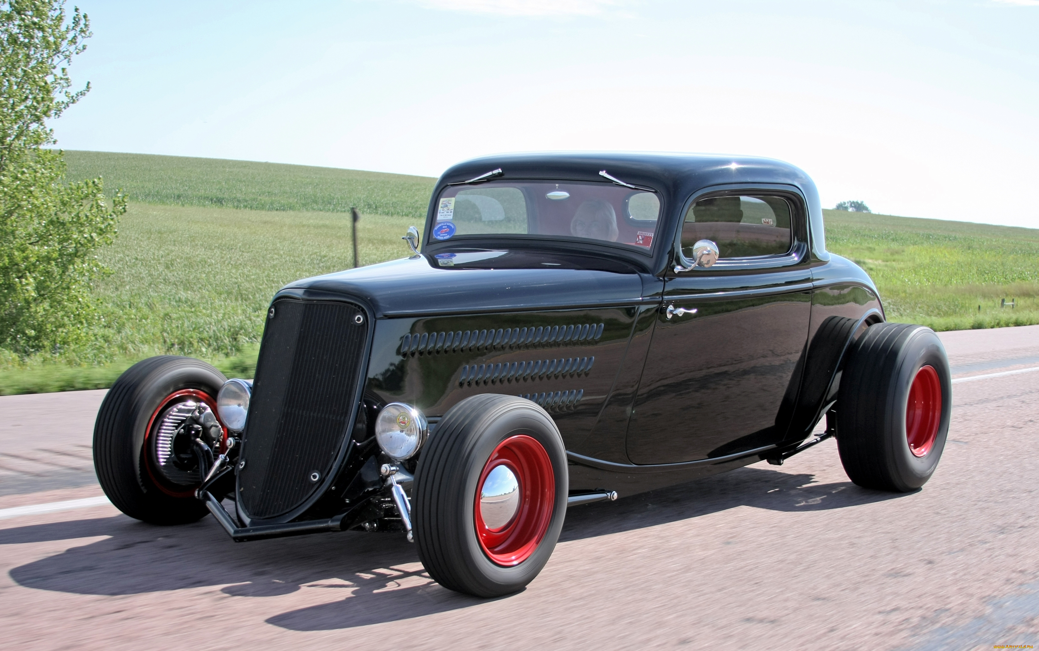 ford, coupe, hot, rod, 1933, автомобили, hotrod, dragster, классика, едет, купе, хот-род, форд, 1933