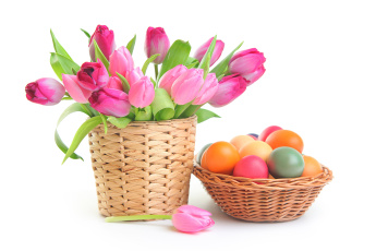 Картинка праздничные пасха тюльпаны яйца цветы
