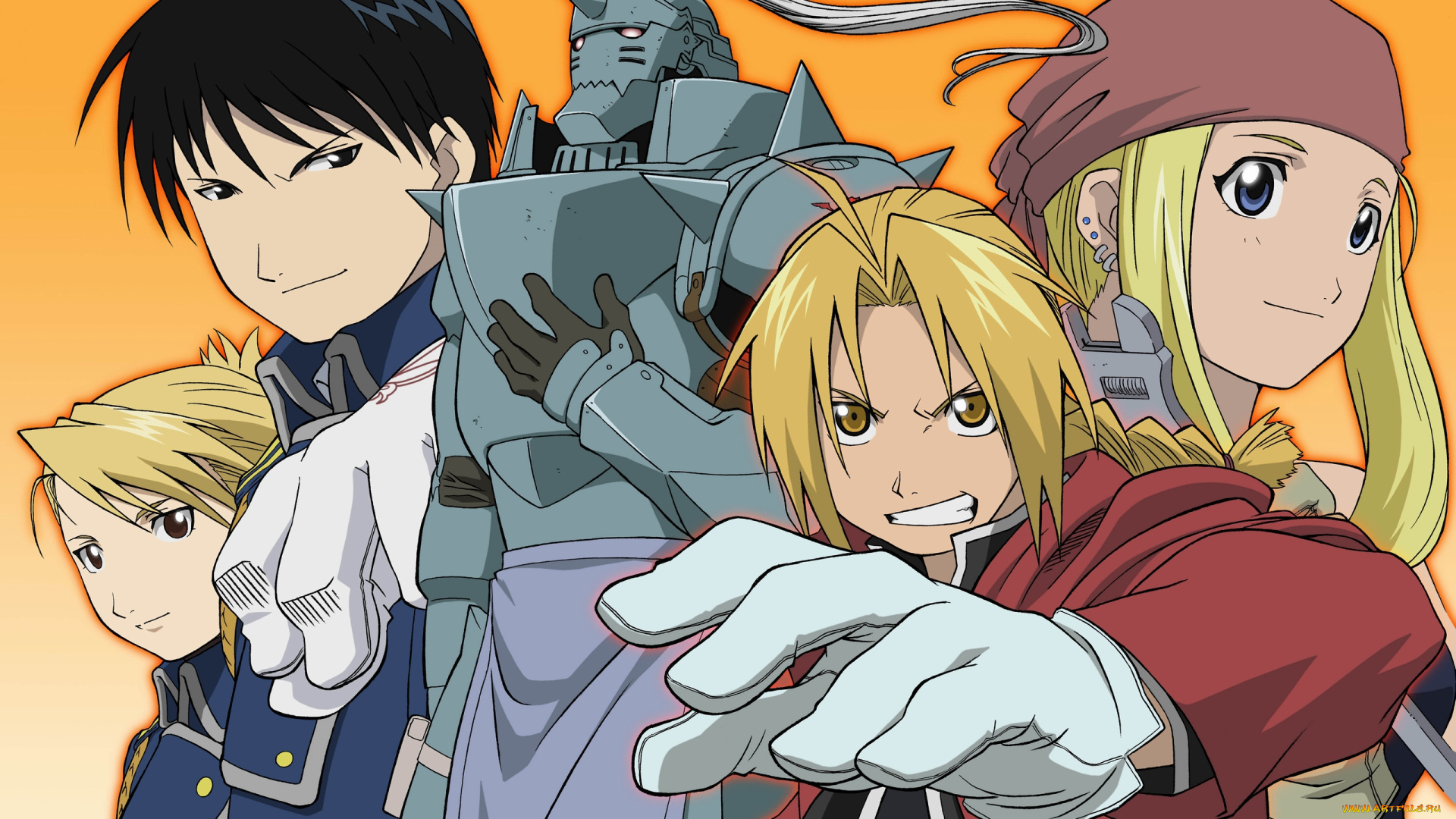 аниме, fullmetal, alchemist, winry, rockbell, fullmetal, alchemist, roy, mustang, edward, elric, alphonse, riza, hawkeye