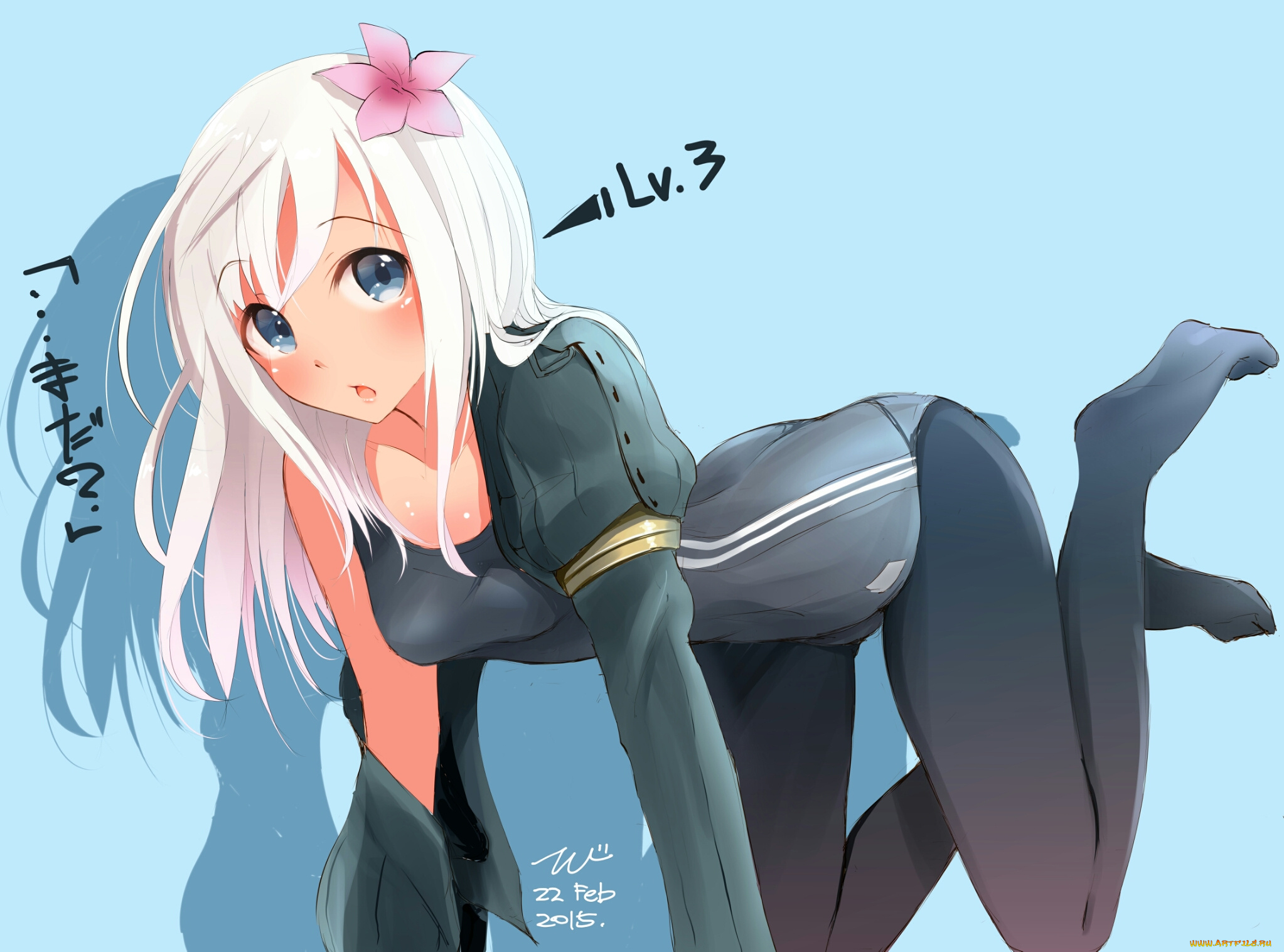 аниме, kantai, collection, tbd11, kancolle, поза, u-511, kantai, collection, цветок, взгляд, девушка, арт