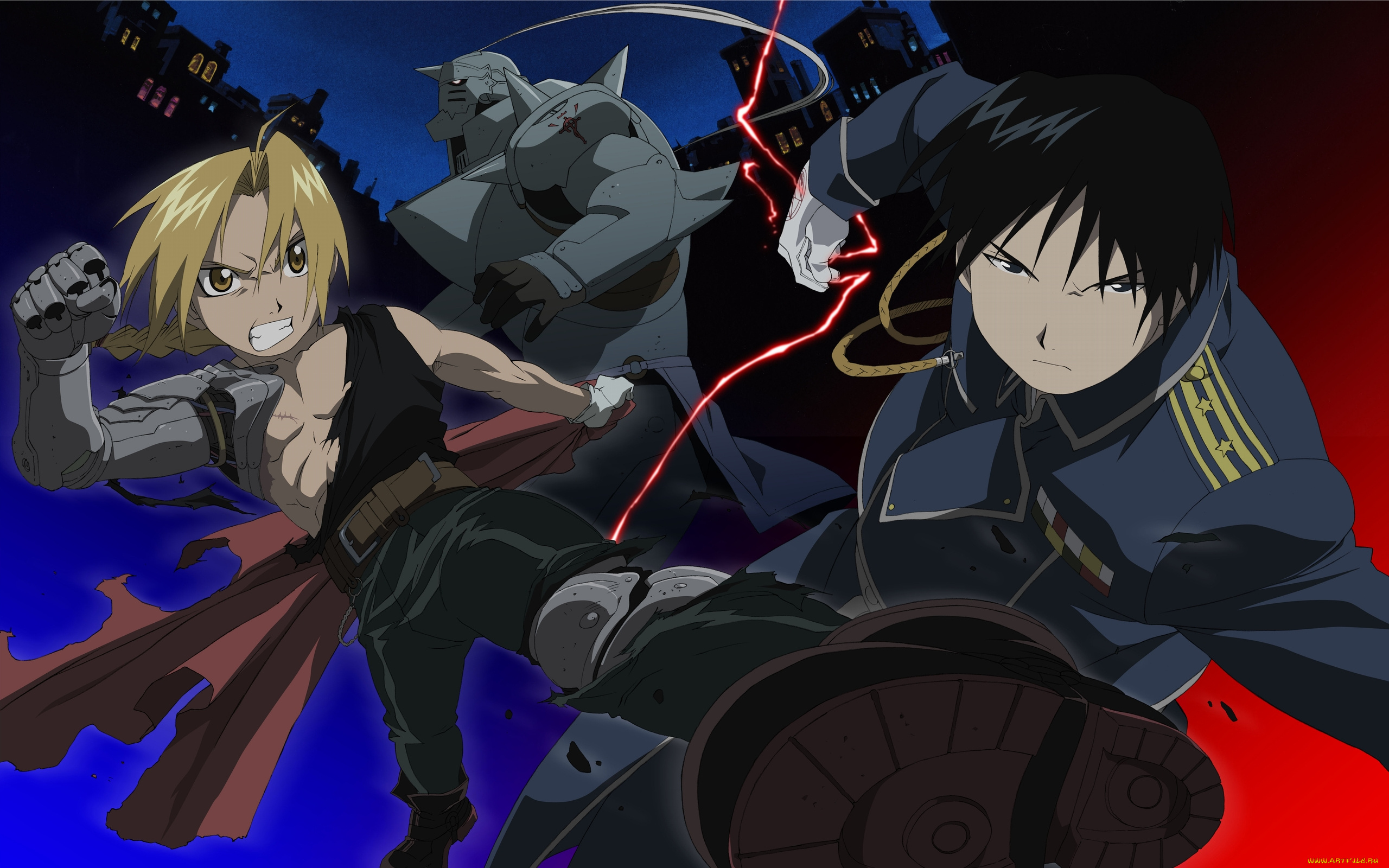 аниме, fullmetal, alchemist, fullmetal, alchemist, roy, mustang, edward, elric, alphonse, парни