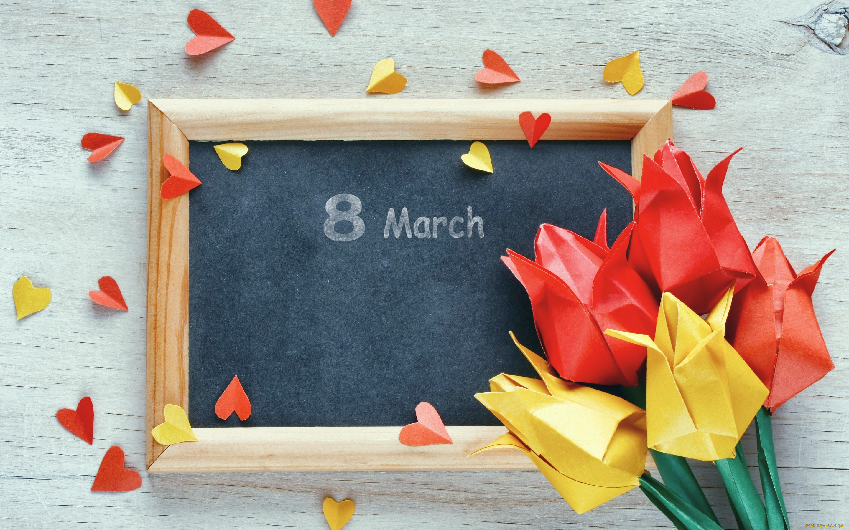 праздничные, международный, женский, день, -, 8, марта, 8, марта, оригами, тюльпаны, colorful, цветы, бумага, сердечки, tulips