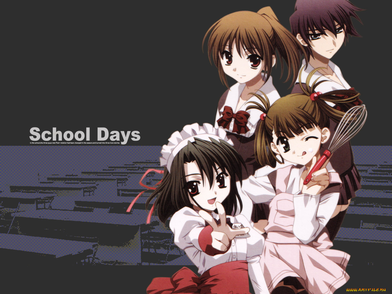 аниме, school, days