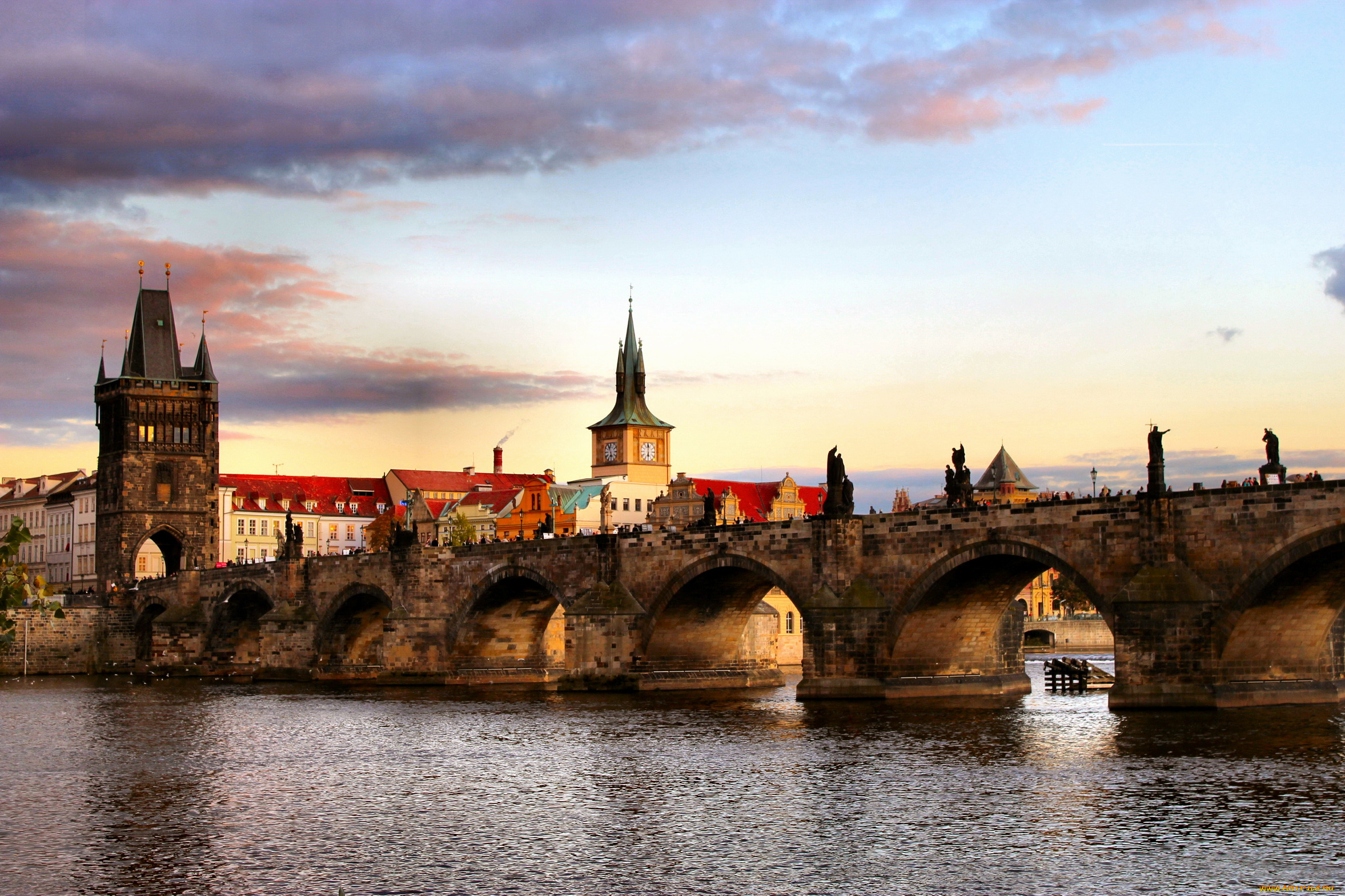 города, прага, Чехия, charles, bridge, praga