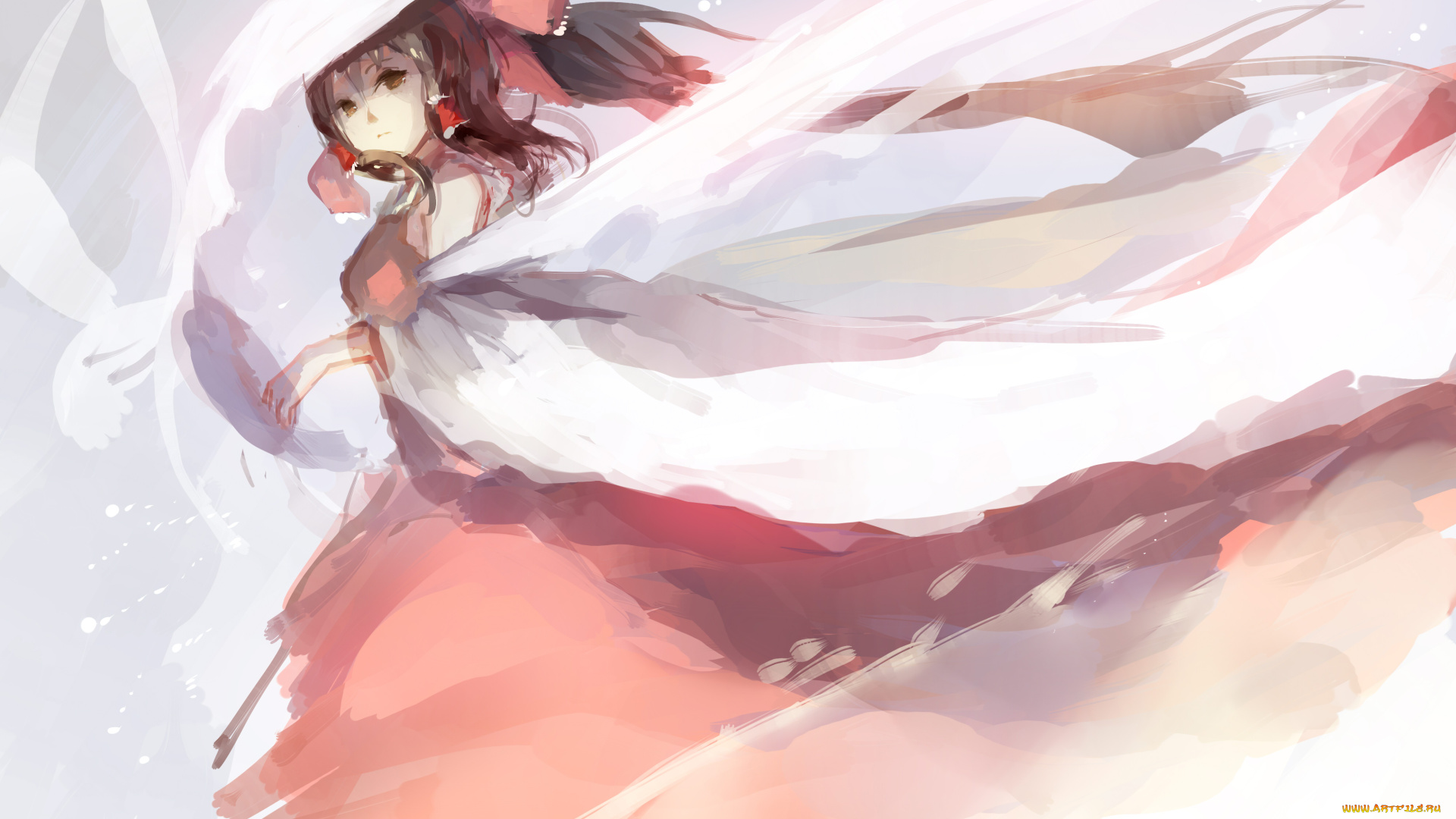 аниме, touhou, hakurei, reimu, sishenfan, арт, девушка