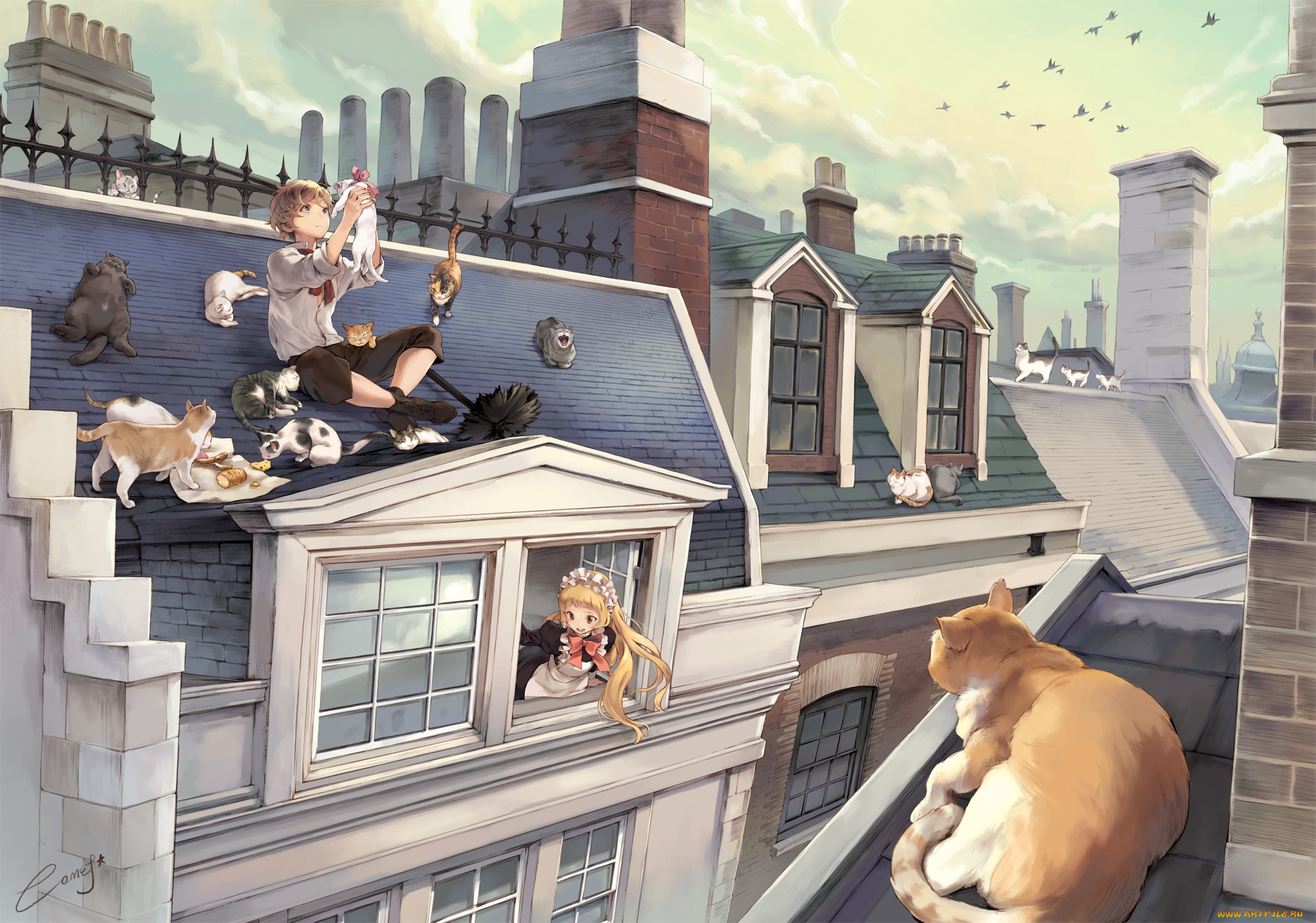 Жил у нас на крыше 4. Кот на крыше. Человек на крыше арт. Кот на крыше рисунок. Крыша арт.