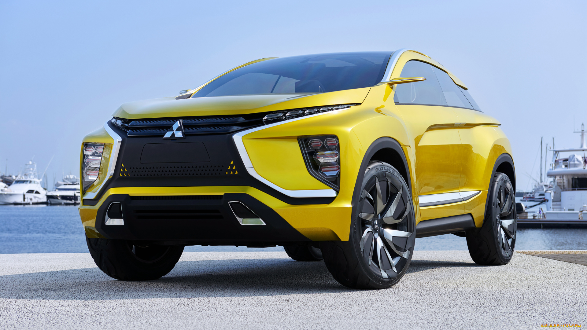 mitsubishi, ex, concept, 2015, автомобили, mitsubishi, жёлтый, car, кроссовер, 2015, concept, ex