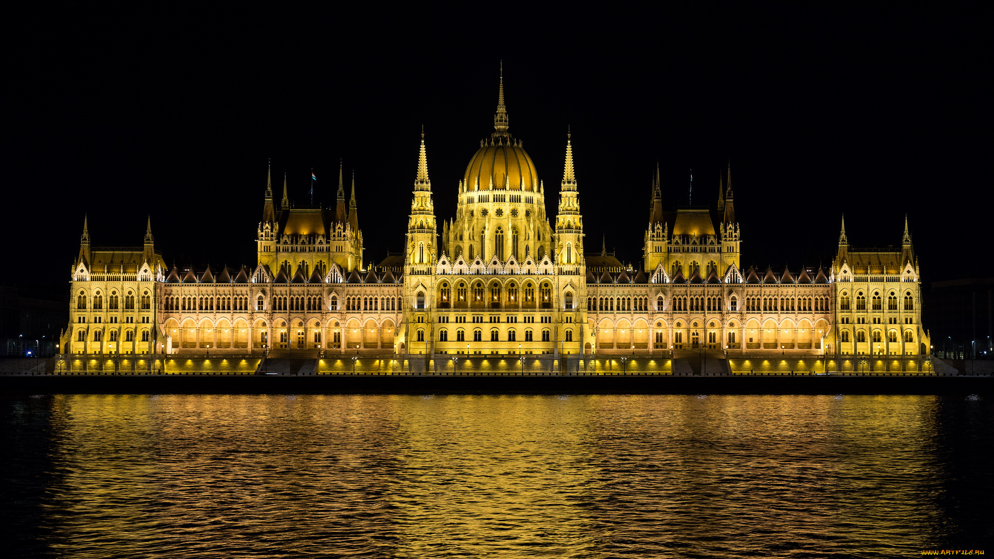 budapest, parliament, at, night, города, будапешт, , венгрия, дворец, ночь