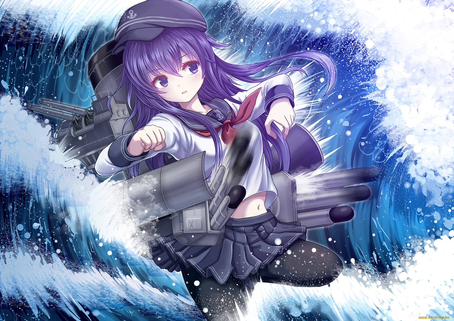 аниме, kantai, collection, фон, взгляд, девушка