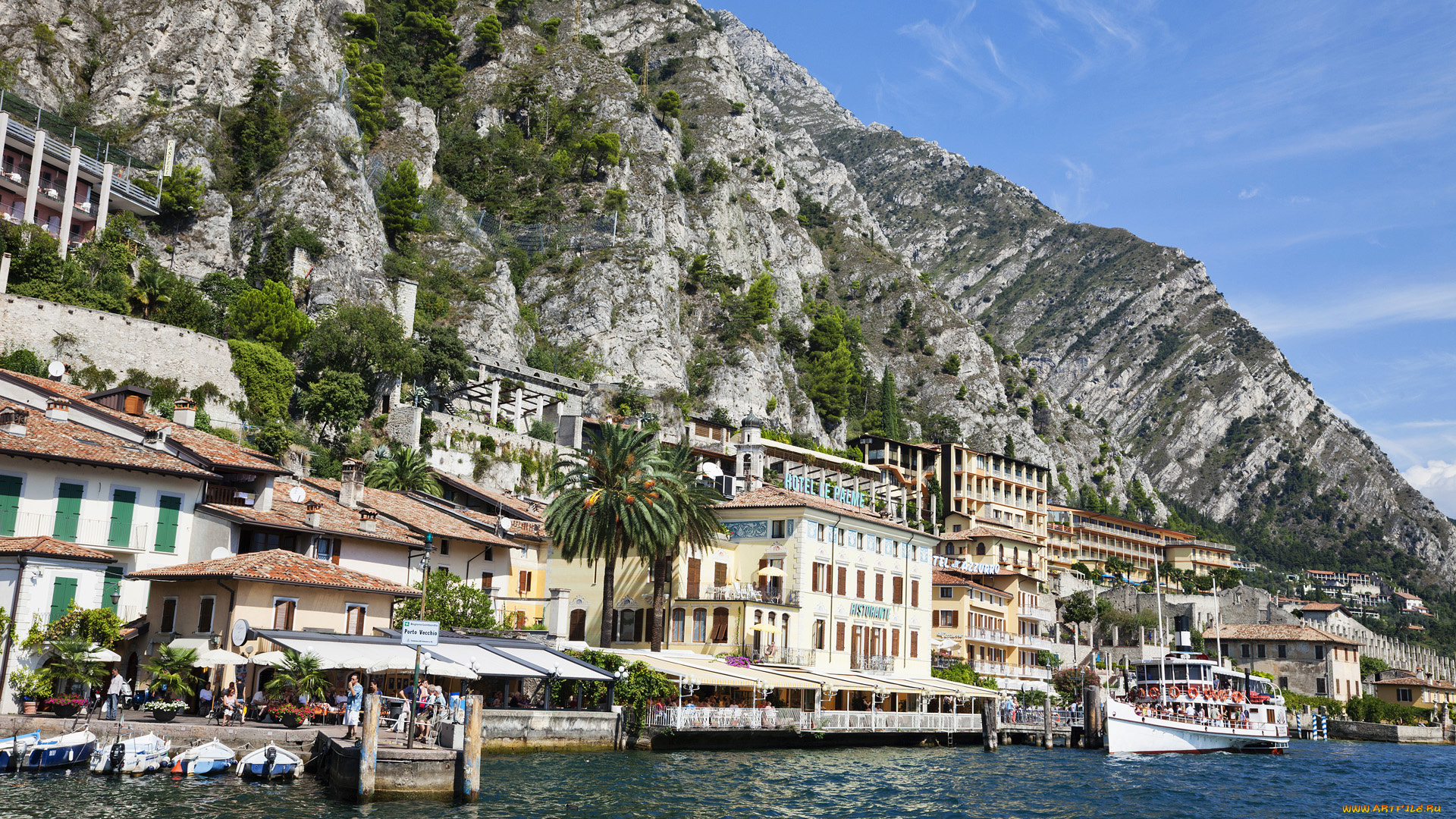 limone, italy, города, улицы, площади, набережные, lake, garda, набережная, италия, горы, здания