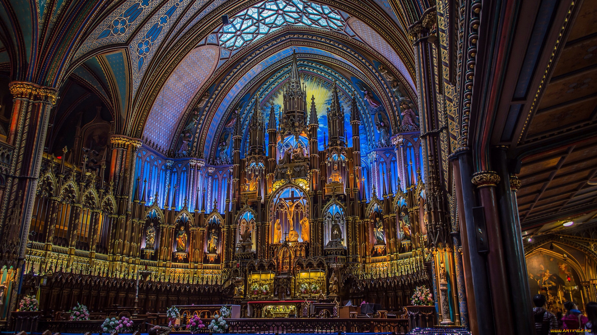 notre, dame, basilica, интерьер, убранство, , роспись, храма, собор