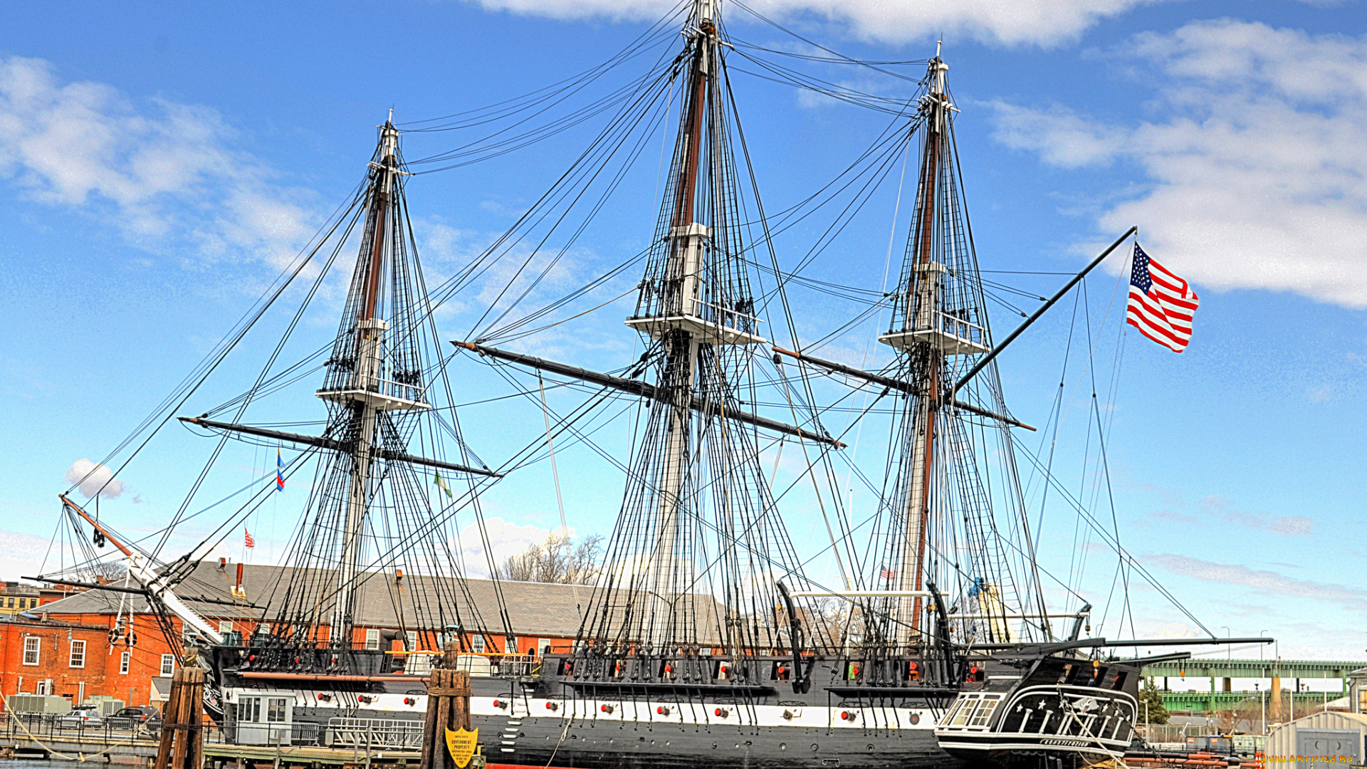 uss, constitution, корабли, парусники, мачты, вымпел