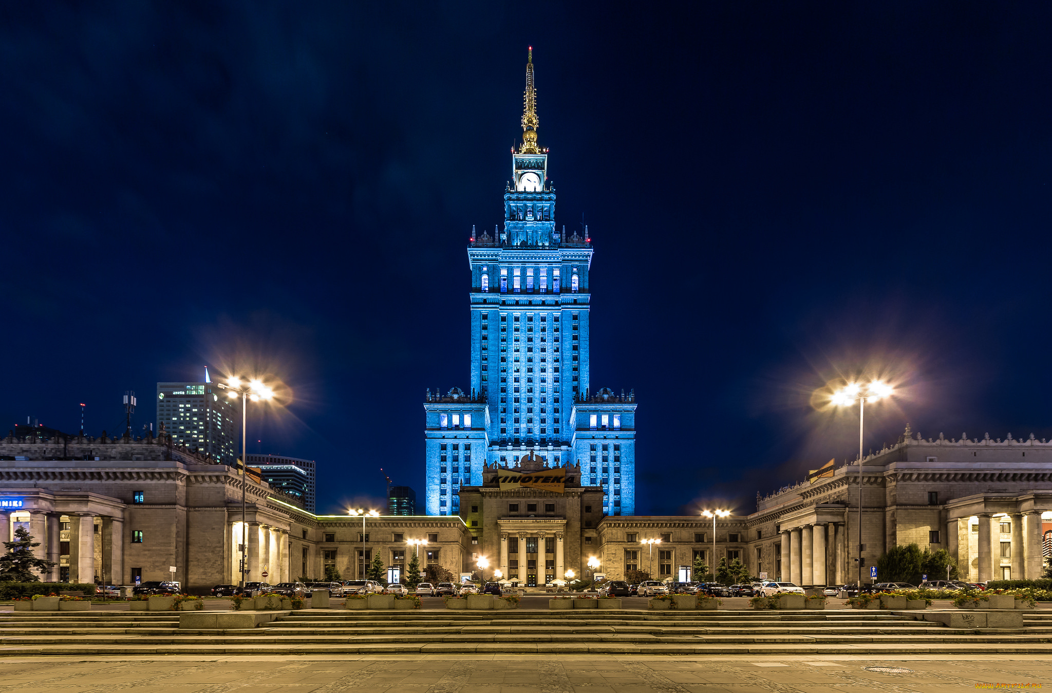 warsaw, palace, of, culture, and, science, , poland, города, -, огни, ночного, города, площадь, ночь, огни, дворец