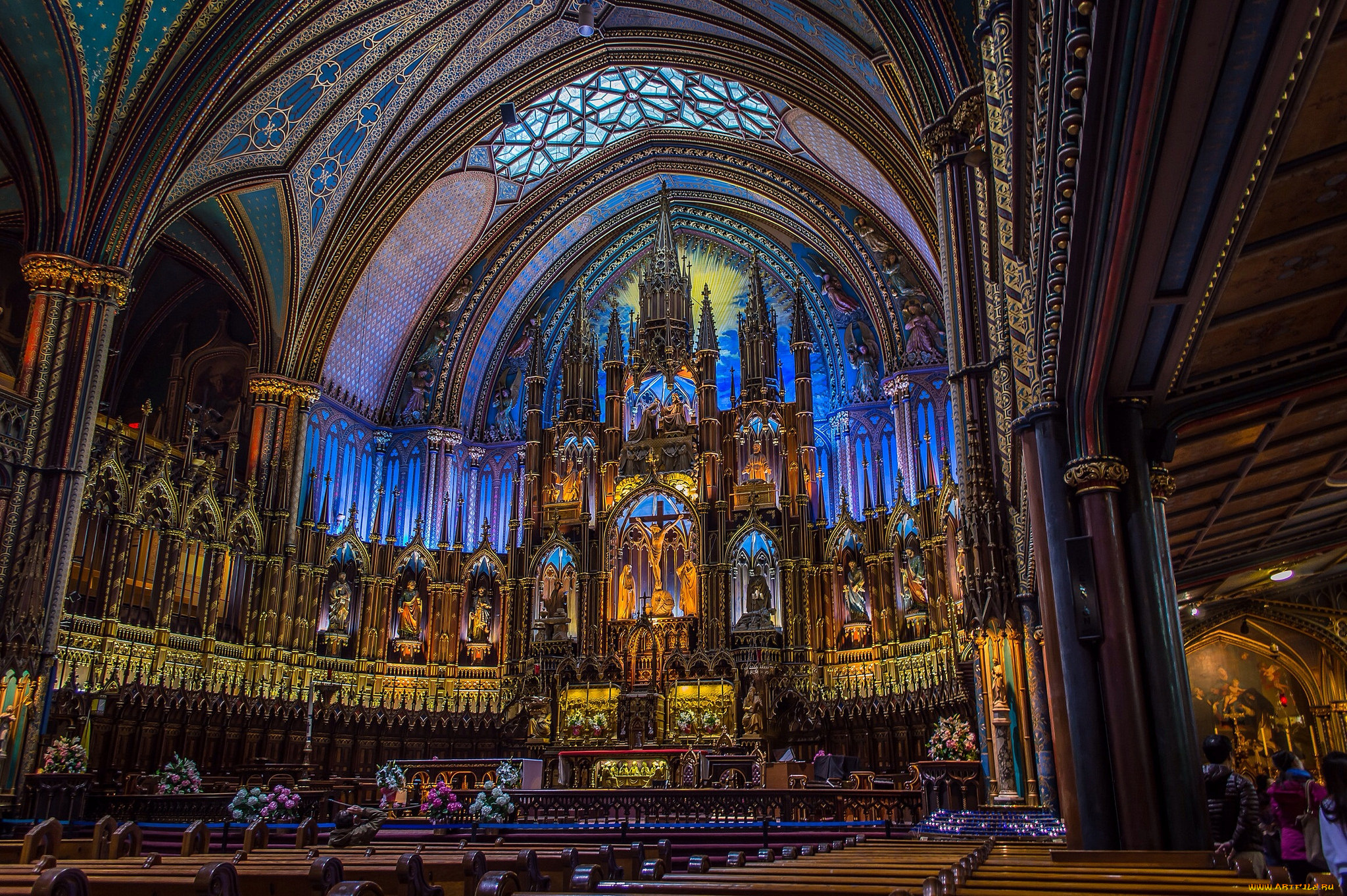 notre, dame, basilica, интерьер, убранство, , роспись, храма, собор