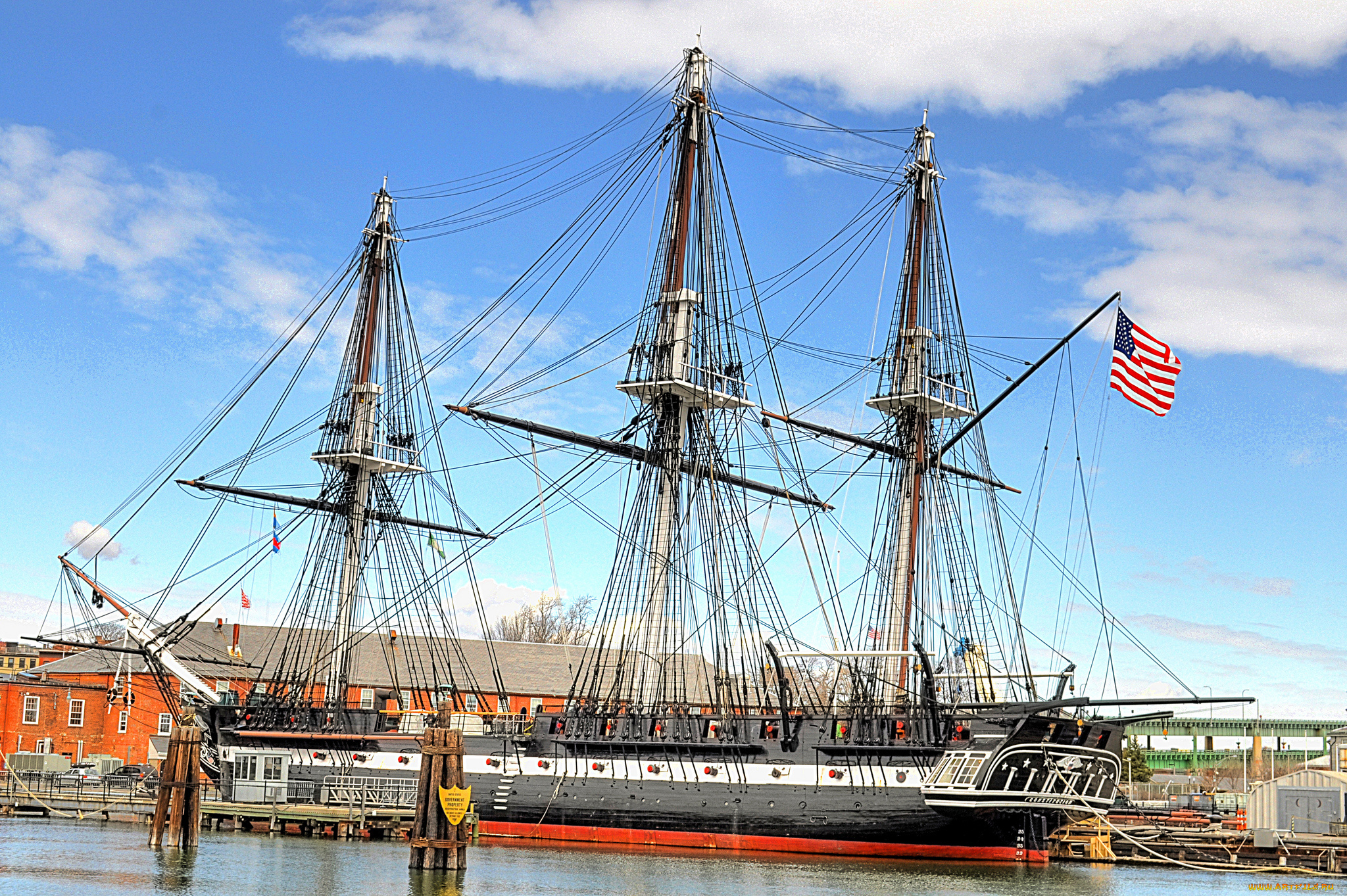 uss, constitution, корабли, парусники, мачты, вымпел