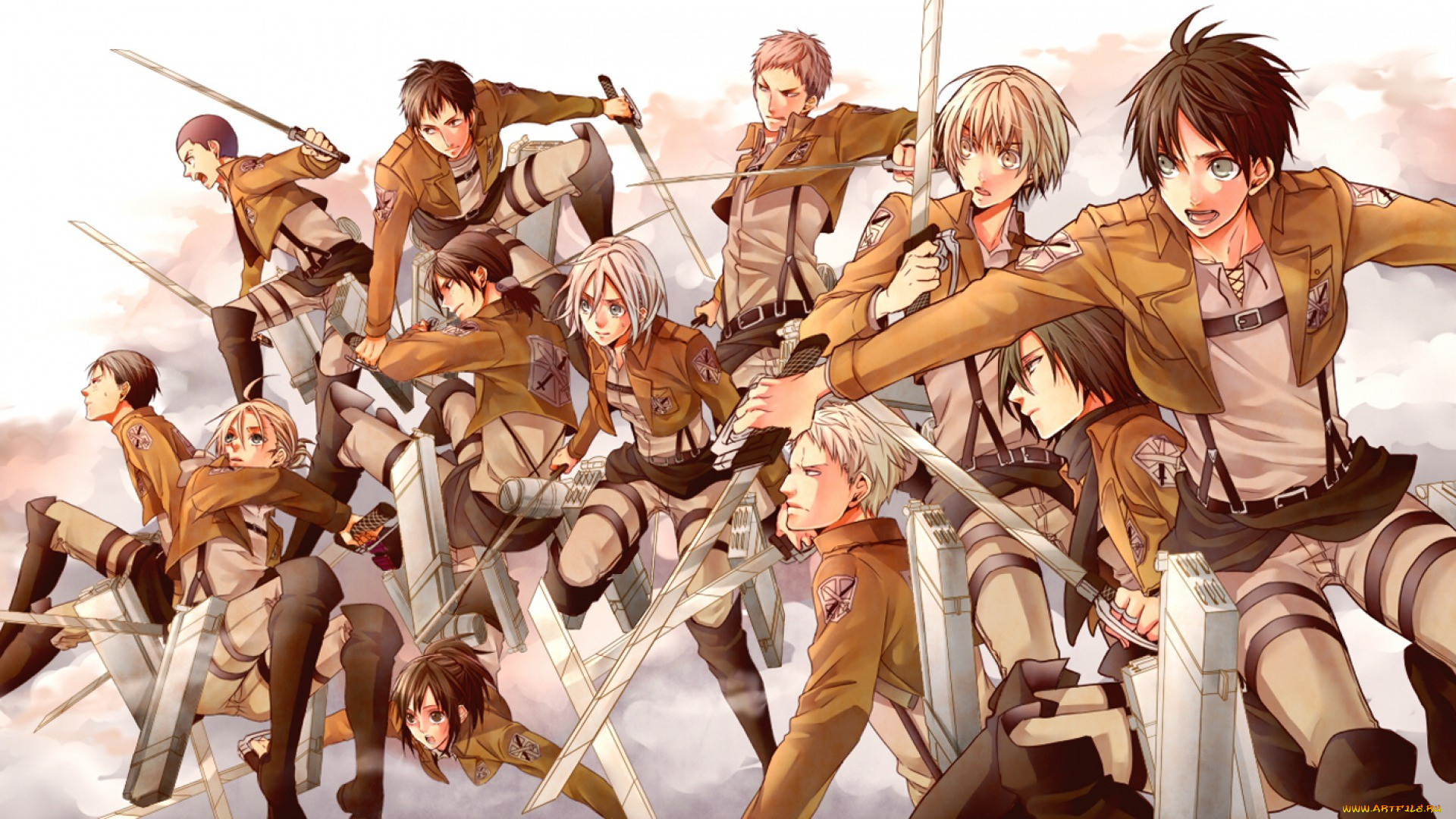 аниме, shingeki, no, kyojin, атака, титанов