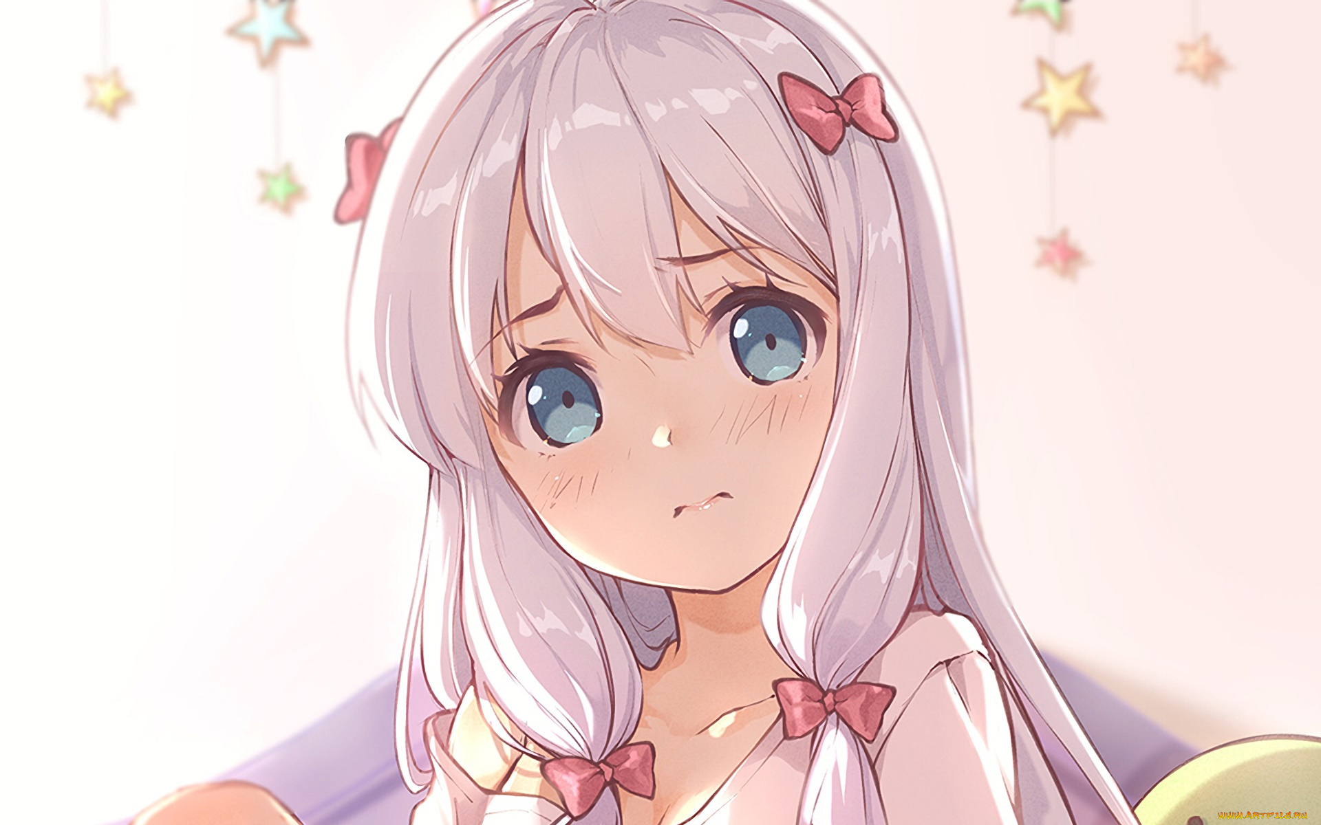 аниме, eromanga-sensei, взгляд, девушка, фон