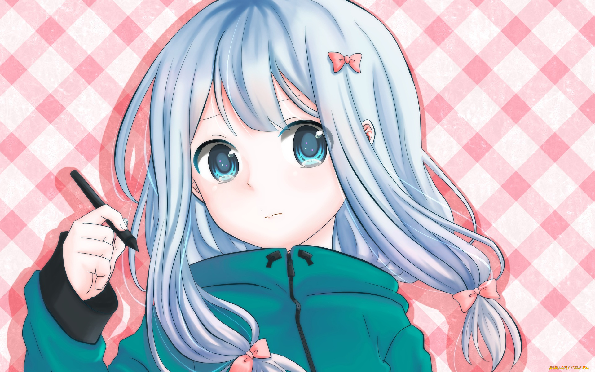 аниме, eromanga-sensei, взгляд, девушка, фон