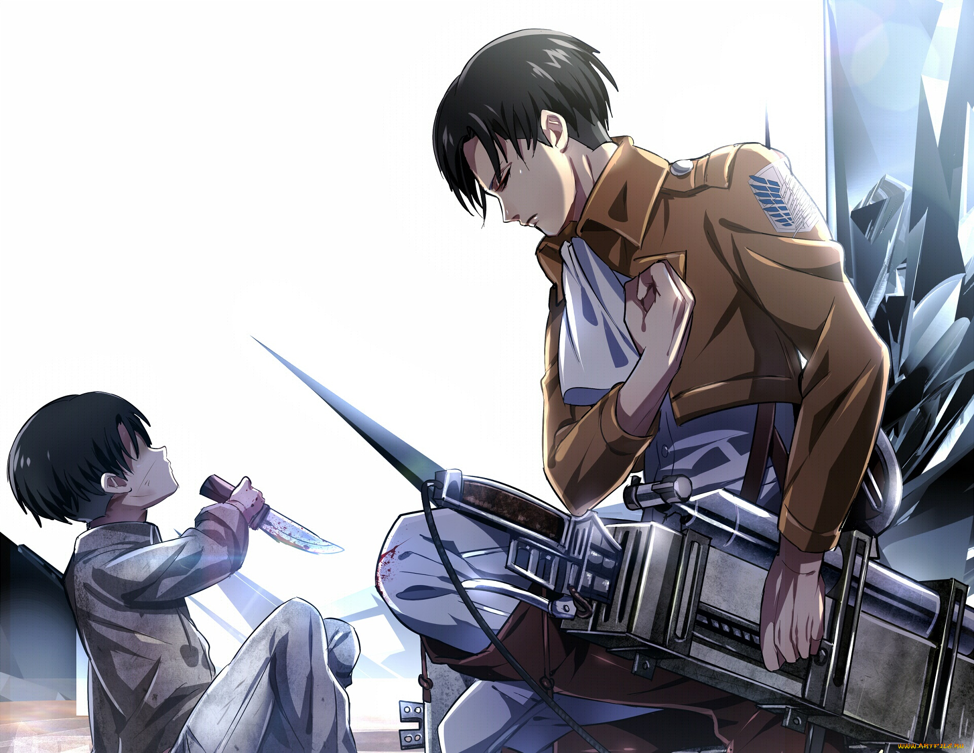 аниме, shingeki, no, kyojin, парень, фон, взгляд