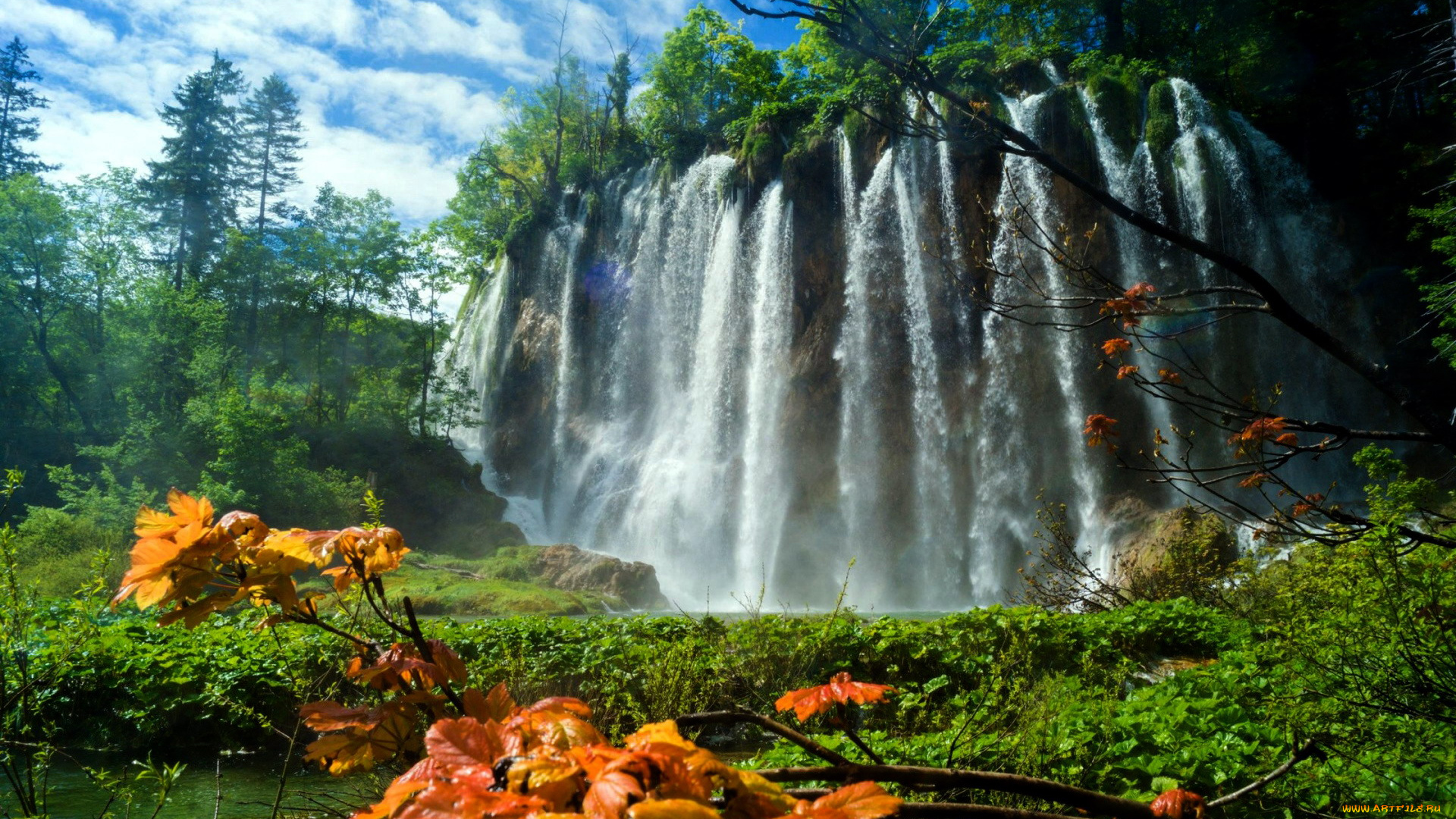 природа, водопады, вода, потоки