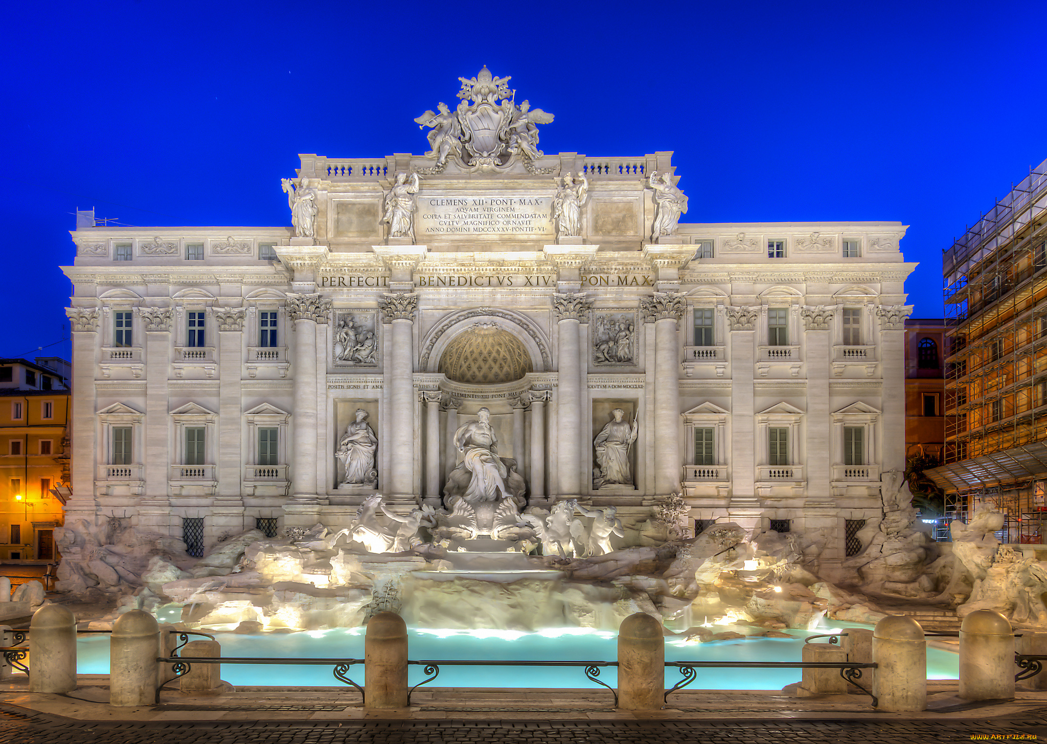 trevi, fountain, города, рим, , ватикан, , италия, фонтан, дворец, ночь