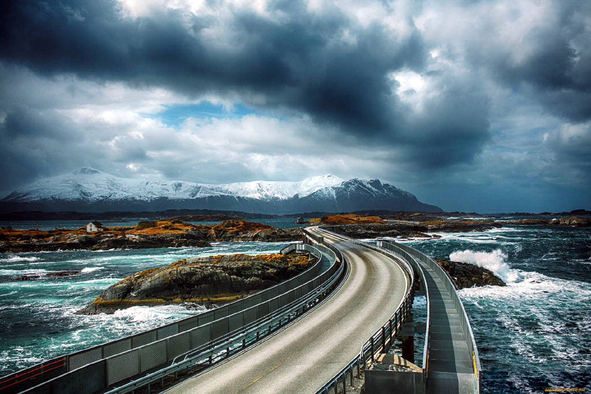 atlantic, ocean, road, norway, природа, дороги, atlantic, ocean, road