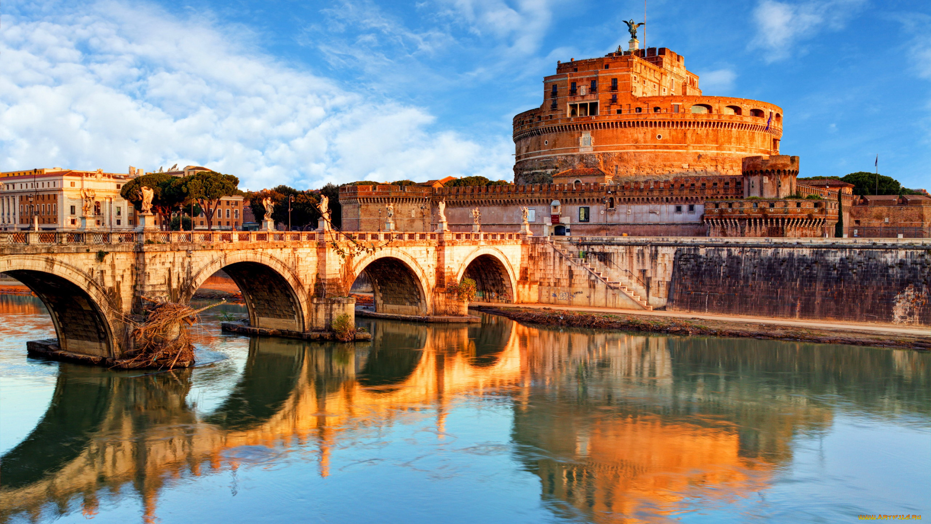 aelian, bridge, tiber, river, города, рим, , ватикан, , италия, aelian, bridge, tiber, river