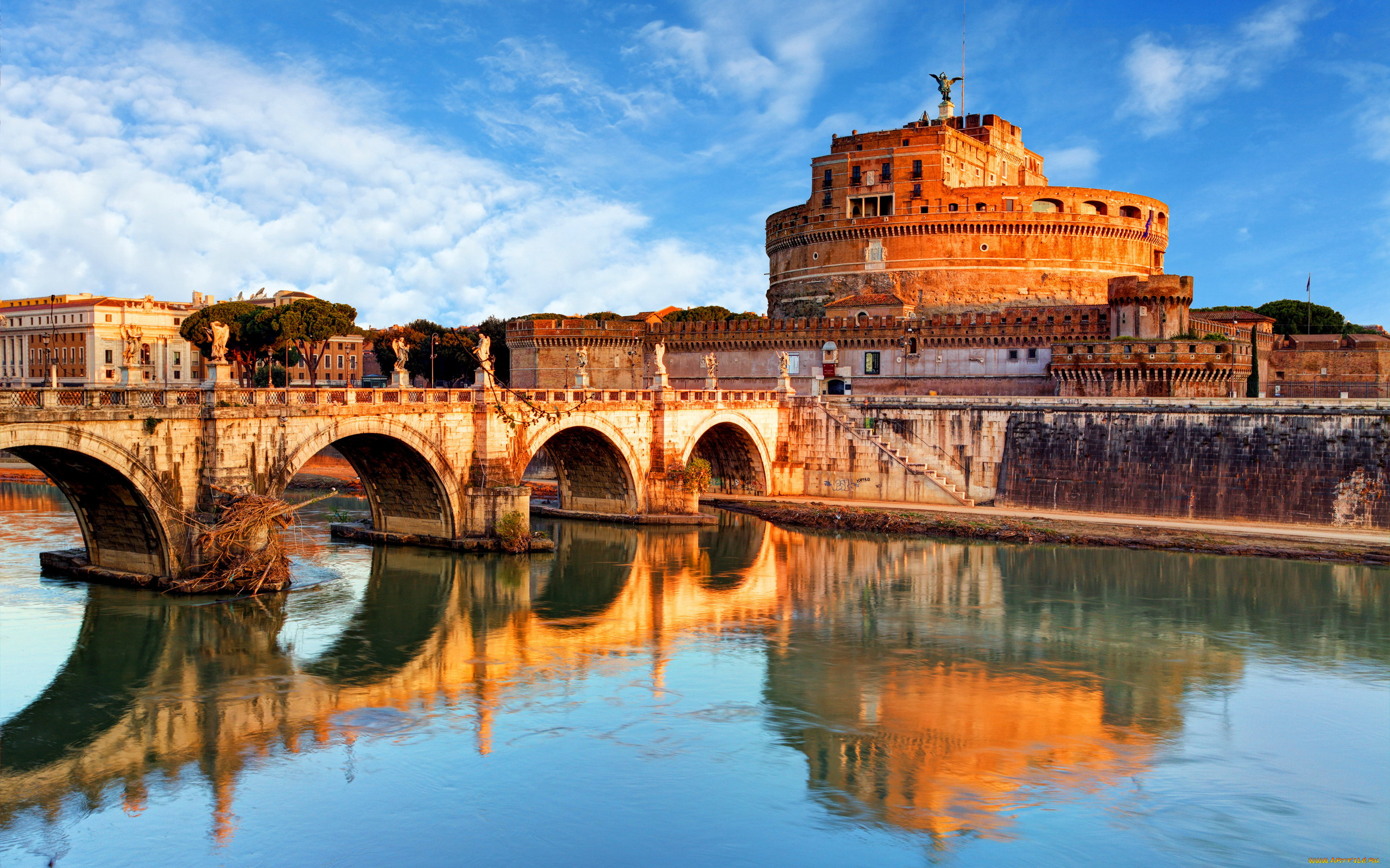 aelian, bridge, tiber, river, города, рим, , ватикан, , италия, aelian, bridge, tiber, river