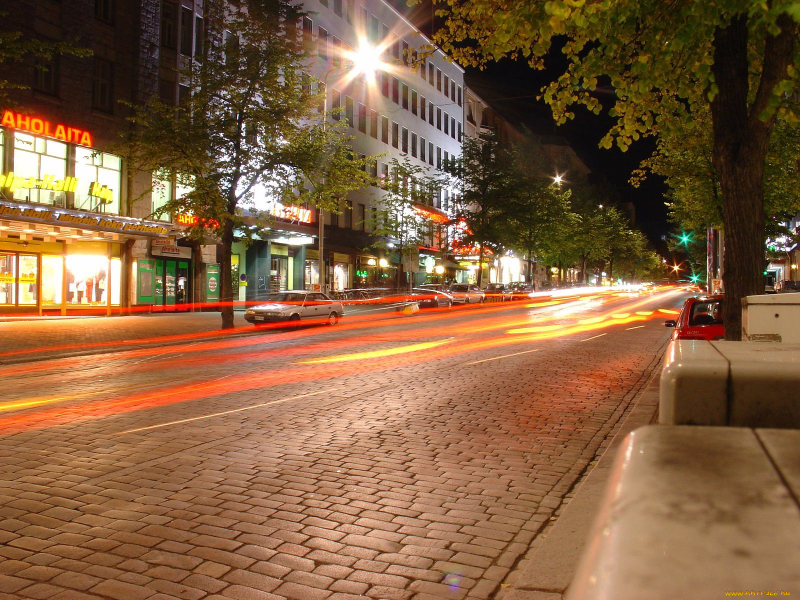 tampere, города, огни, ночного