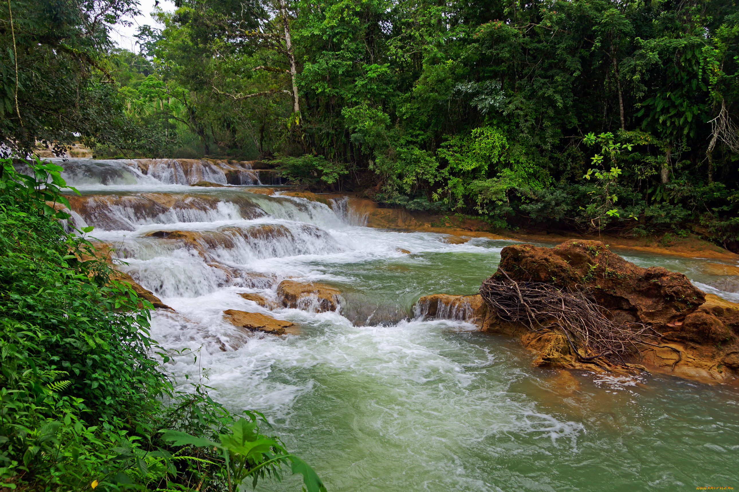 каскад, agua, azul, мексика, природа, водопады, водопад