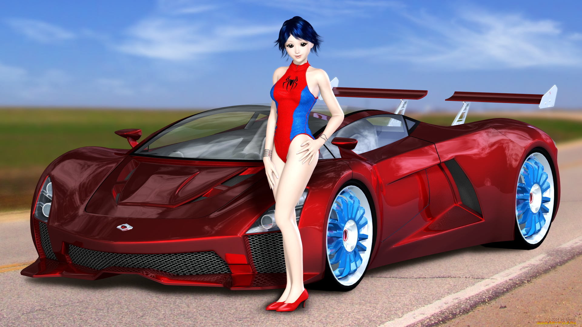 автомобили, 3d, car&girl, девушка, автомобиль