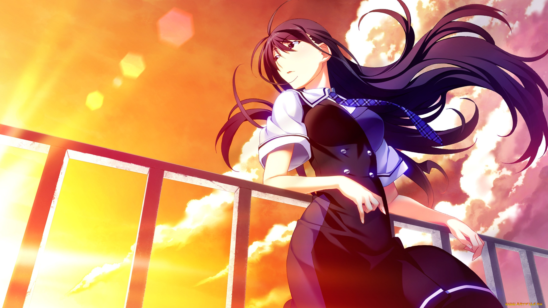 аниме, grisaia, no, kajitsu, девушка, взгляд, фон