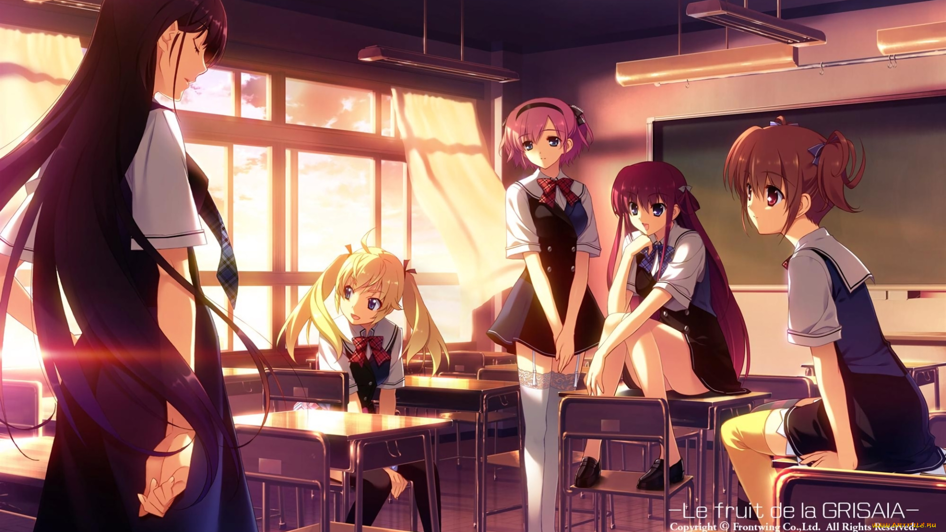 аниме, grisaia, no, kajitsu, фон, взгляд, девушки