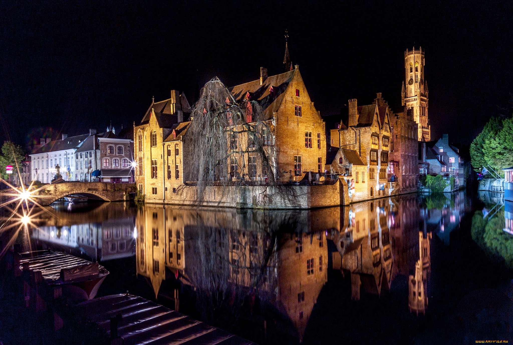 beautiful, bruges, города, брюгге, , бельгия, ночь, огни