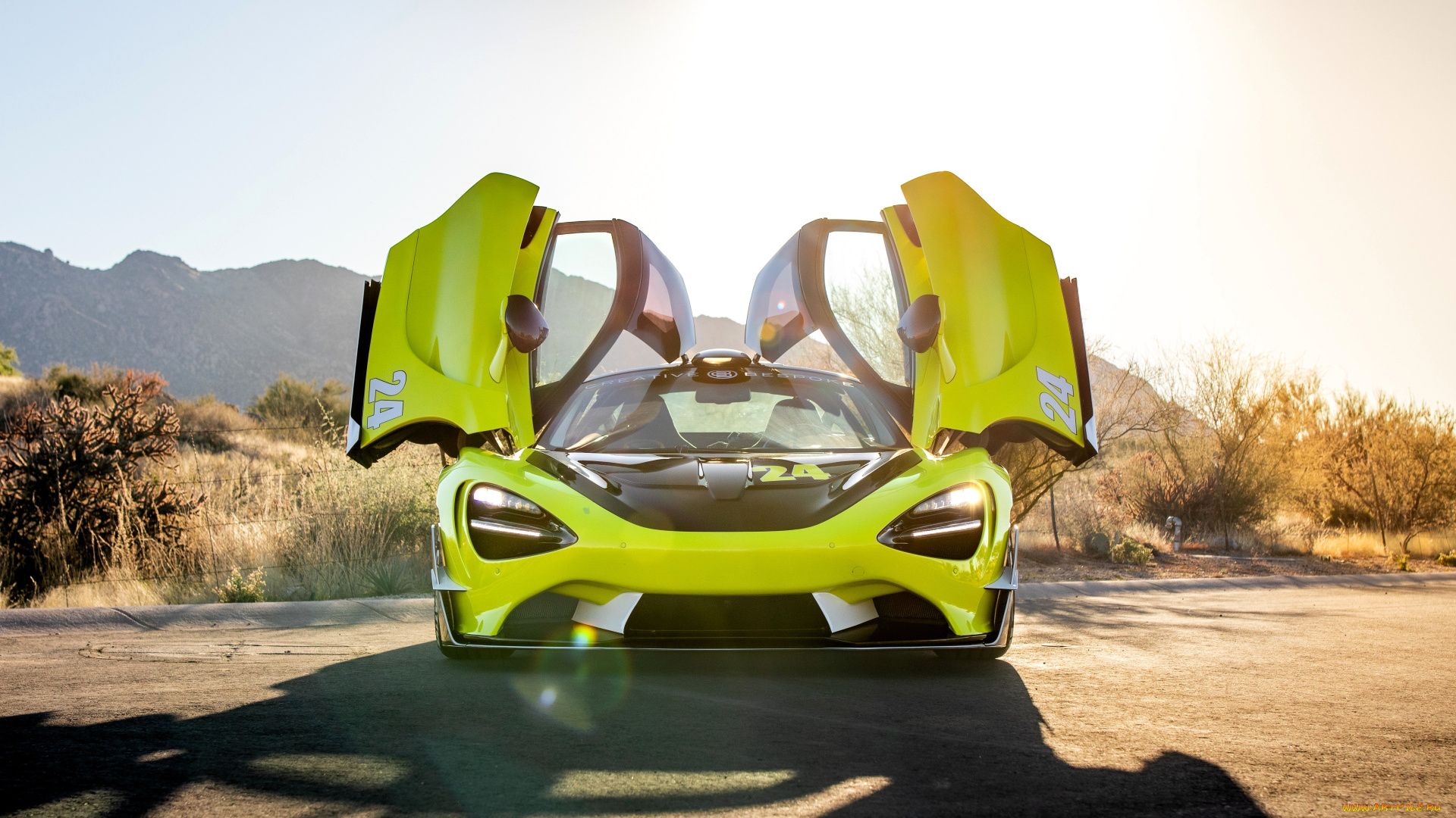 mclaren, 720s, автомобили, mclaren, желтый, тень, горы