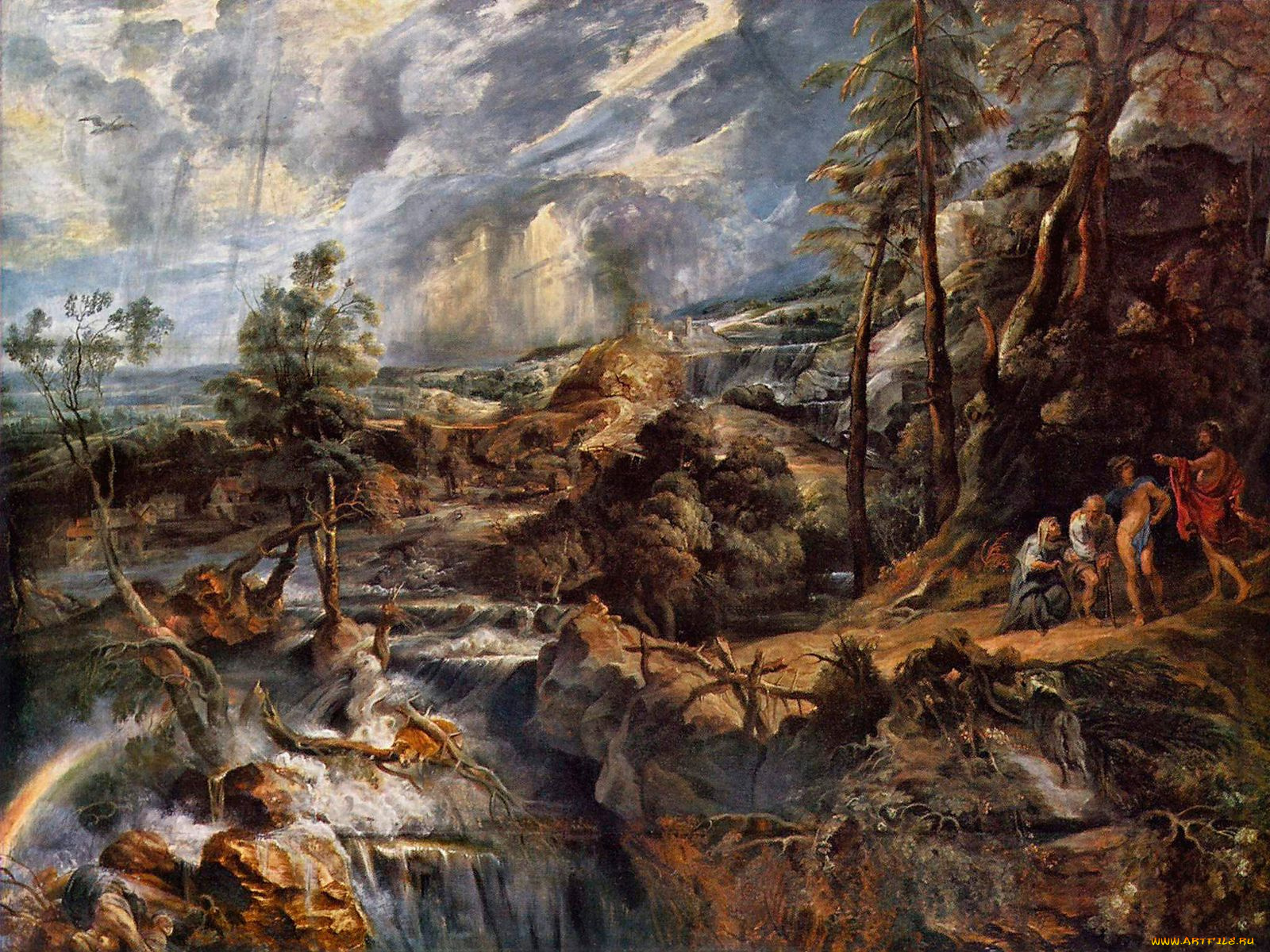 rubens, landscape, with, thunderstorm, рисованные, pieter, paul